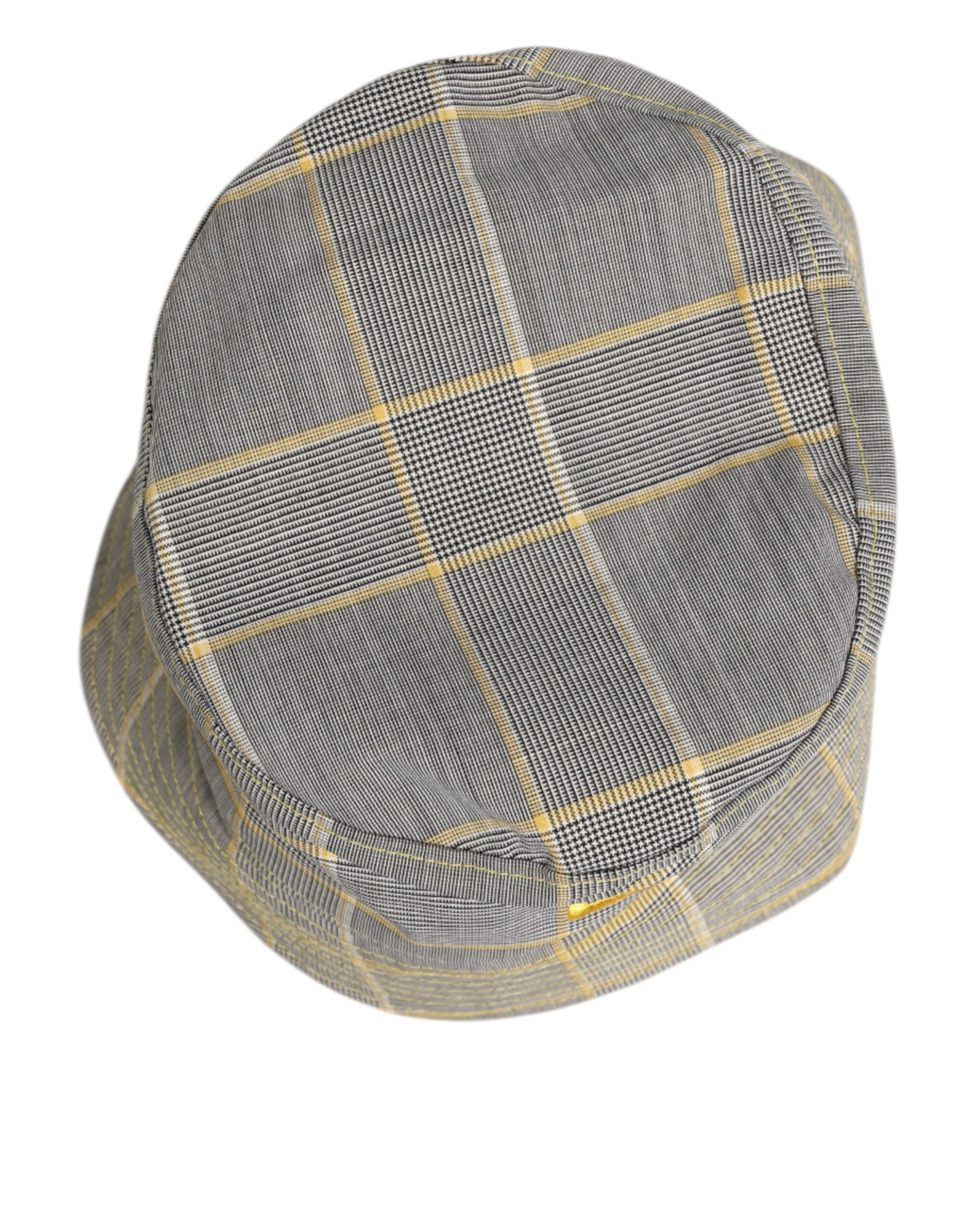 Dolce & Gabbana Gray Yellow Wool Blend Plaid Bucket Cap Men Hat