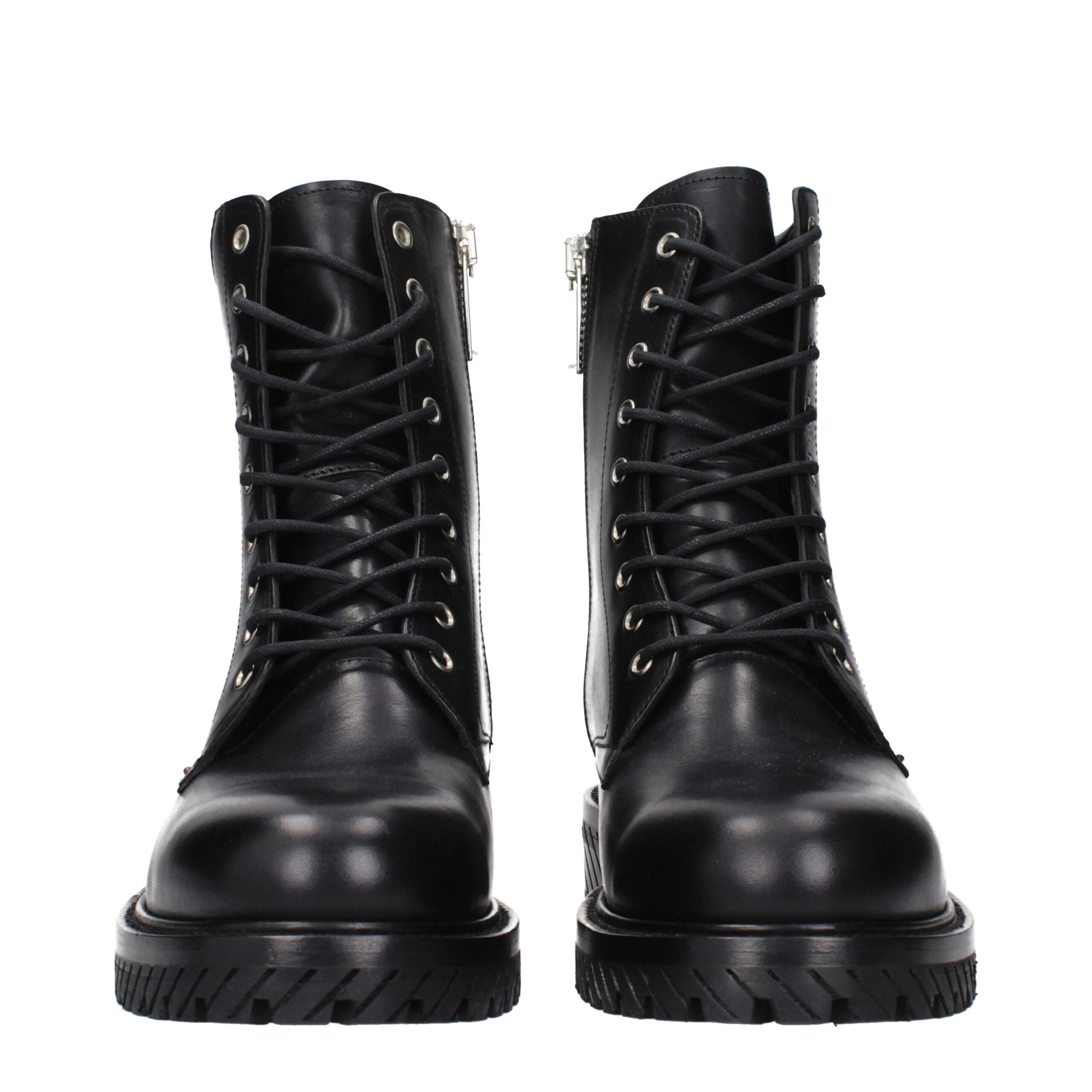 Off-White Black Leather Ankle Boots