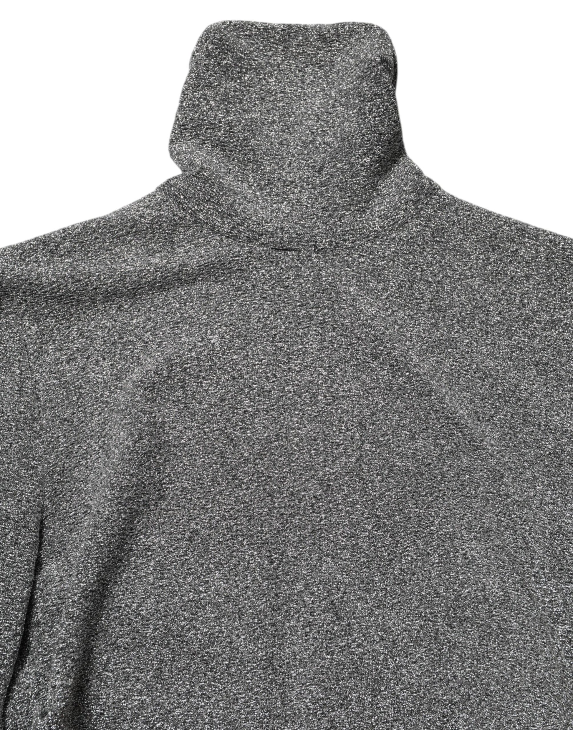 Dolce & Gabbana Gray Nylon Bodycon Sheath Long Sleeves Dress