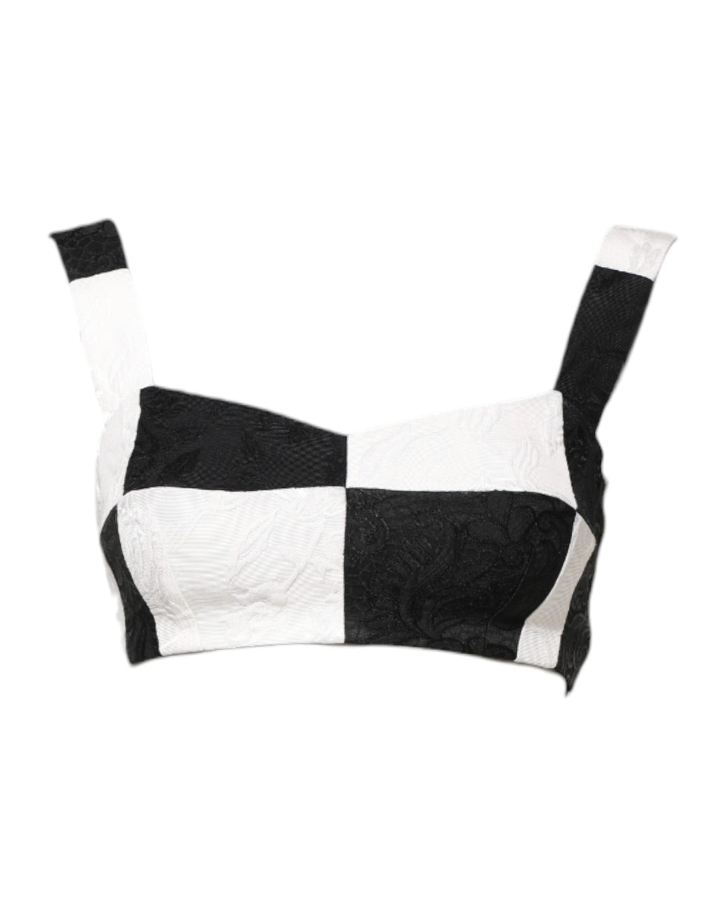 Dolce & Gabbana Black White Cropped Bustier Corset Bra Top