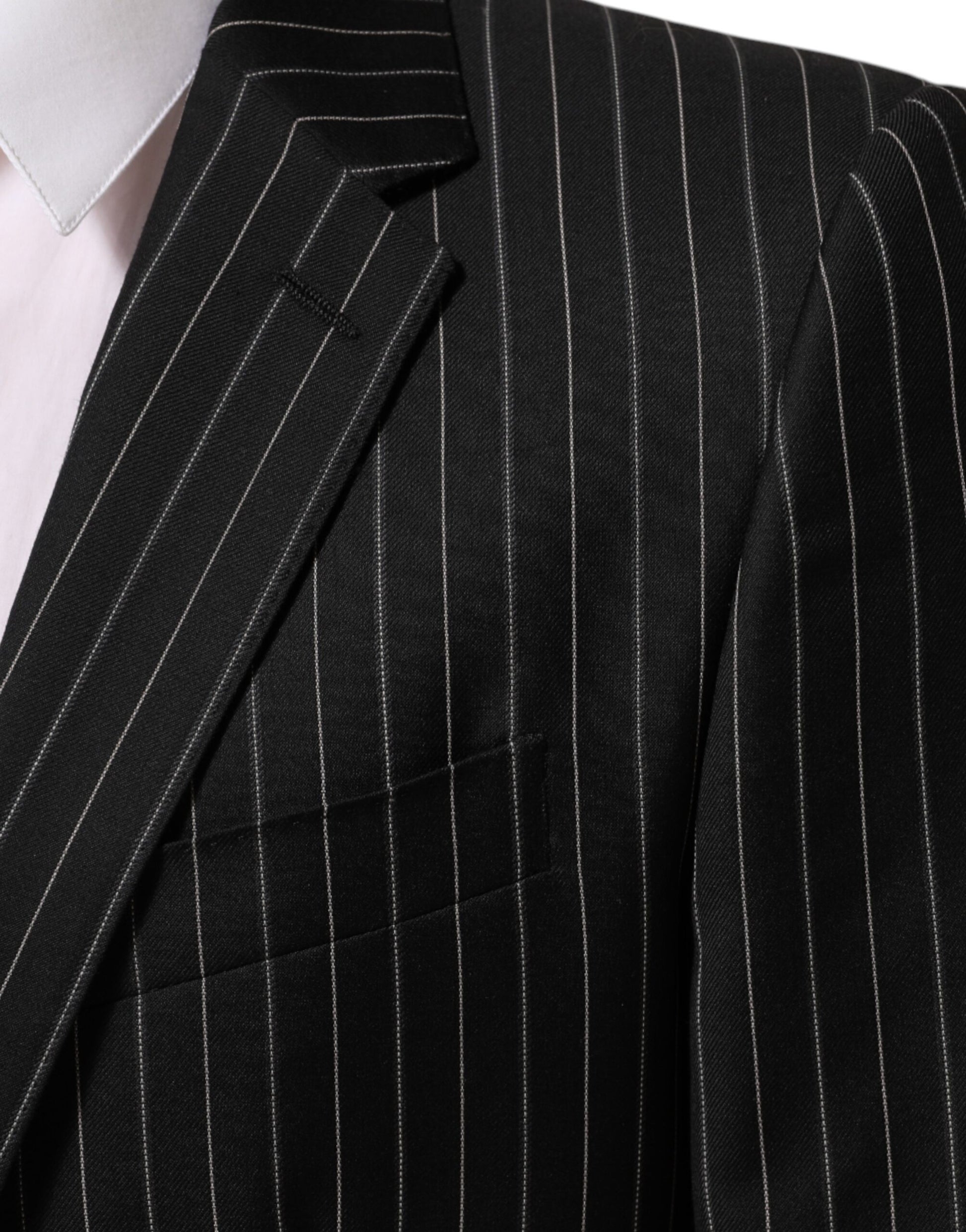 Dolce & Gabbana Black Stripes MARTINI 1 Button Suit Blazer