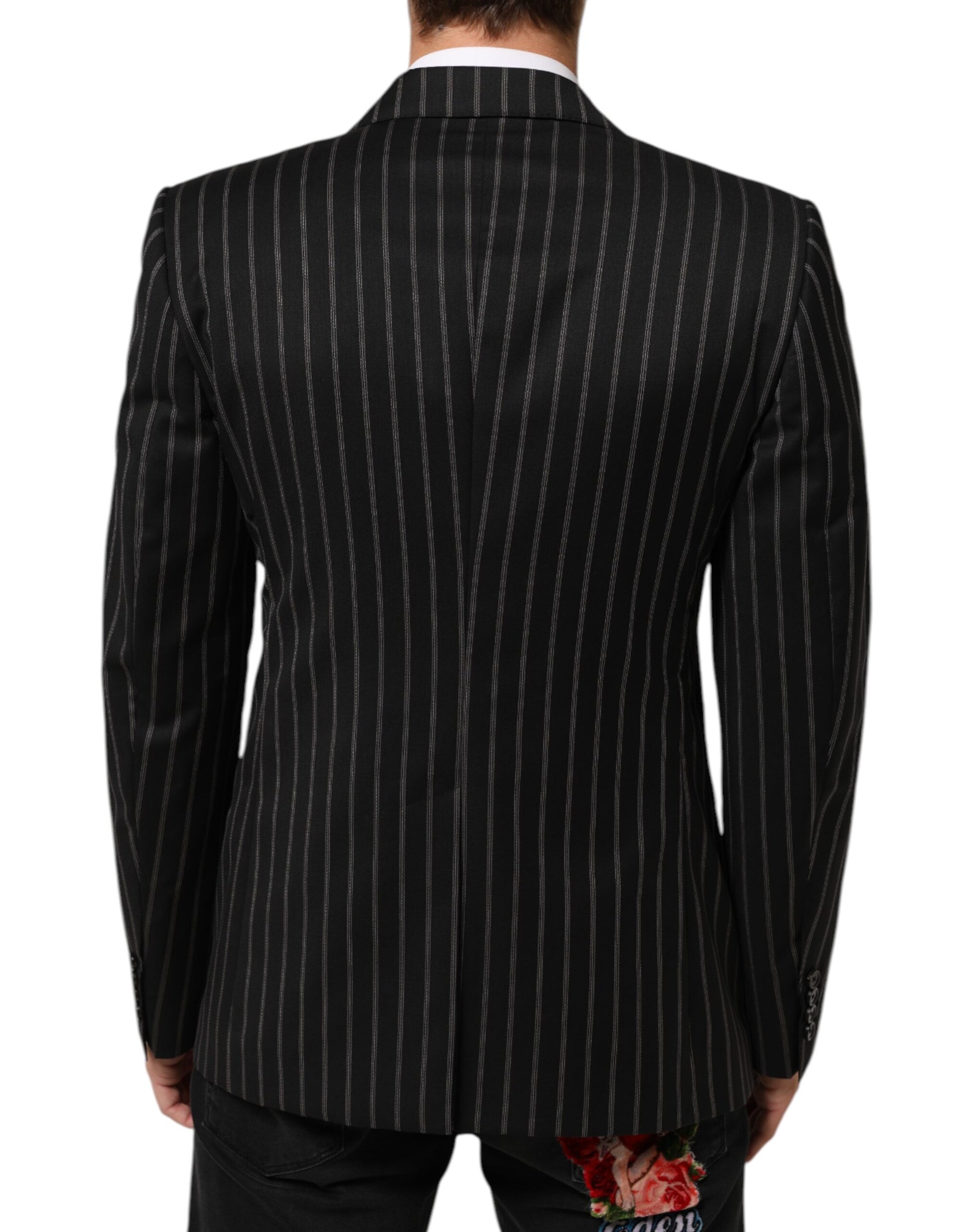 Dolce & Gabbana Black Stripes SICILIA 1 Button Suit Blazer
