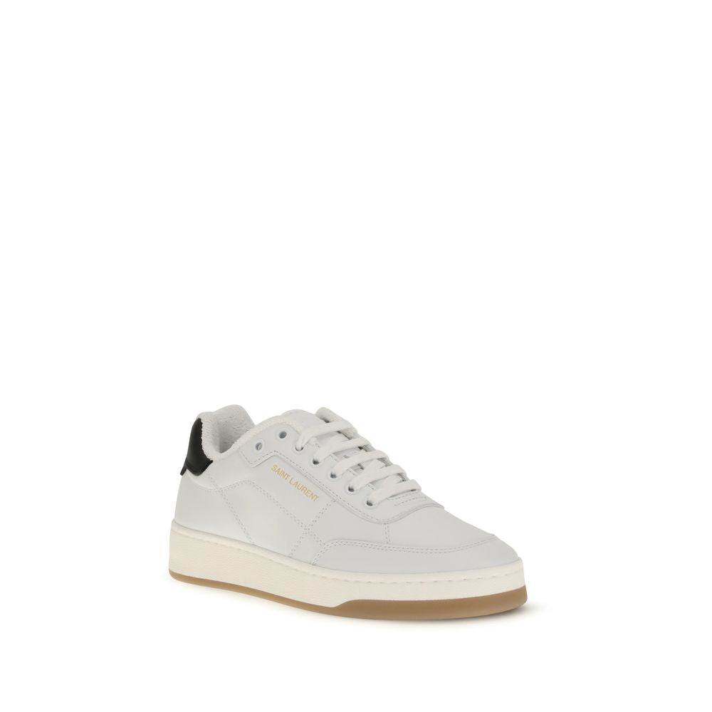 Saint Laurent White Calf Leather Bos Taurus Low Top Sneakers