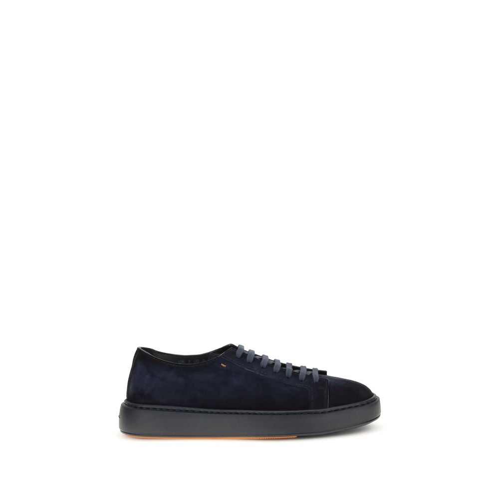 Santoni Blue Calf Leather Bos Taurus Sneakers
