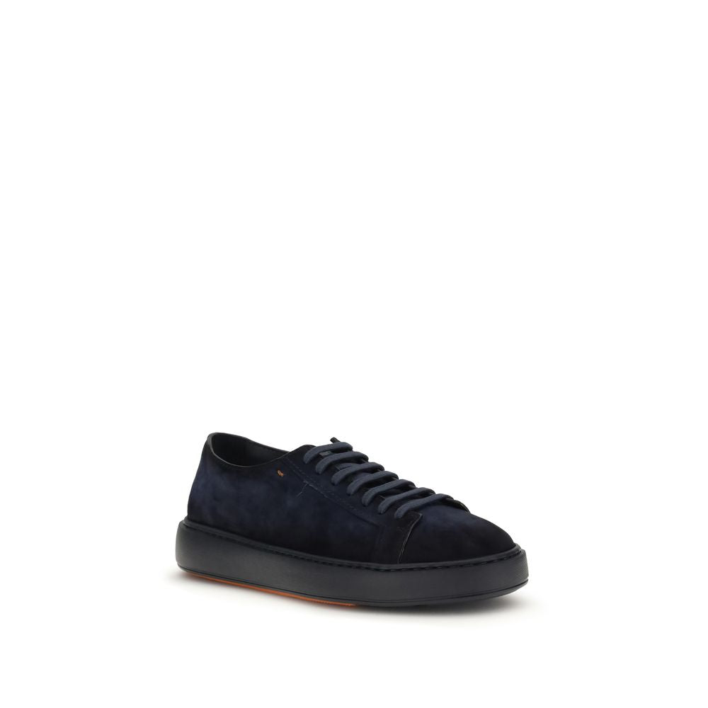 Santoni Blue Calf Leather Bos Taurus Sneakers