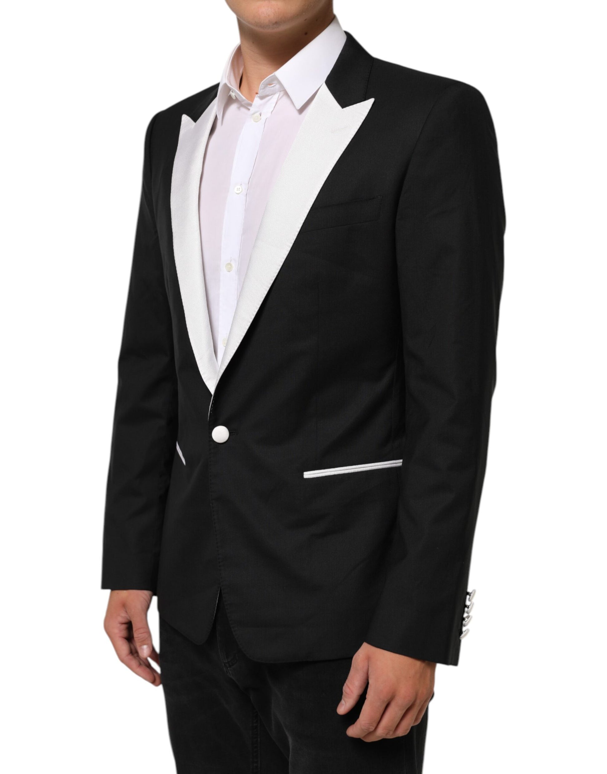 Dolce & Gabbana Black White MARTINI 1 Button Men Suit Blazer
