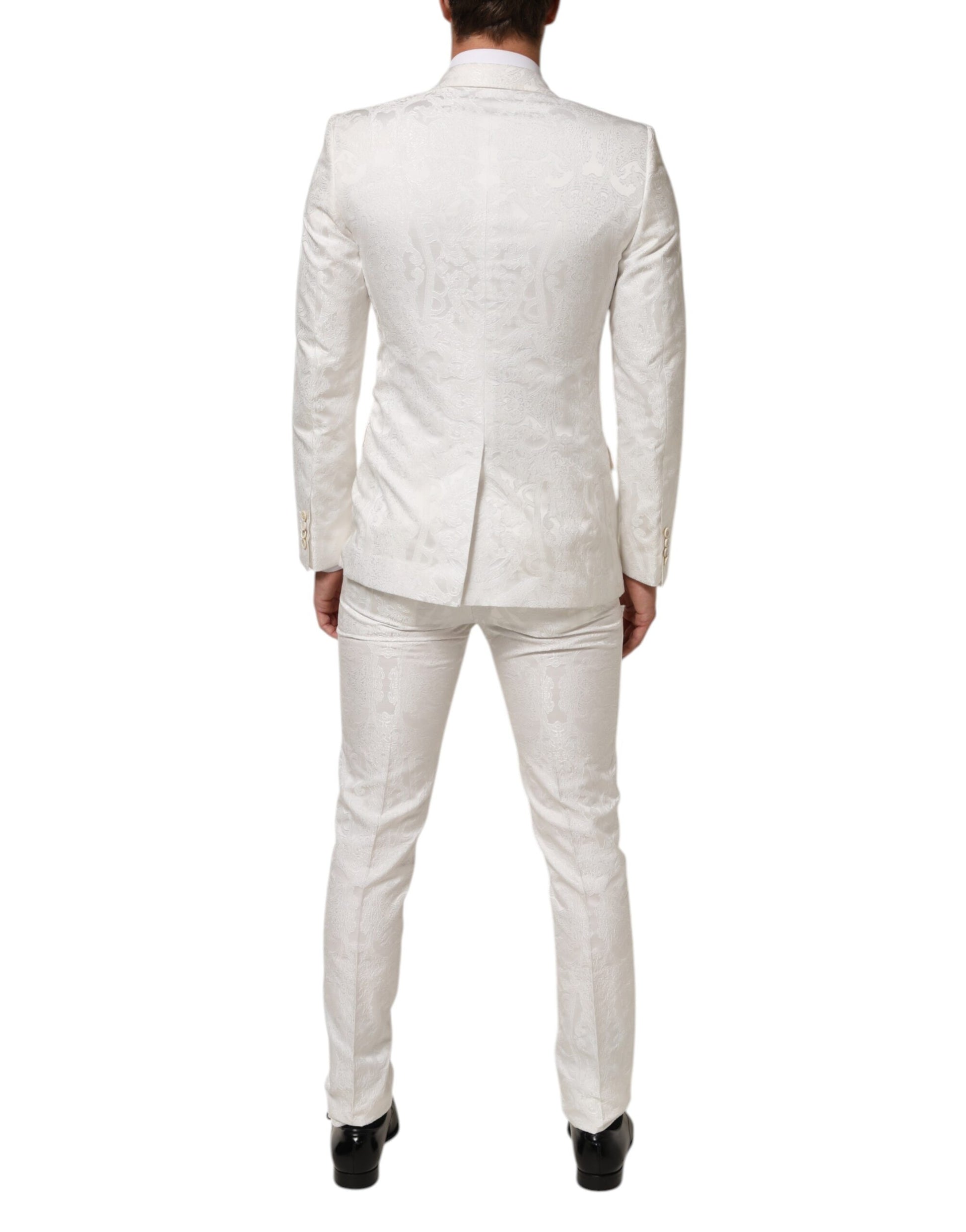 Dolce & Gabbana White Brocade 2 Piece MARTINI Formal Suit