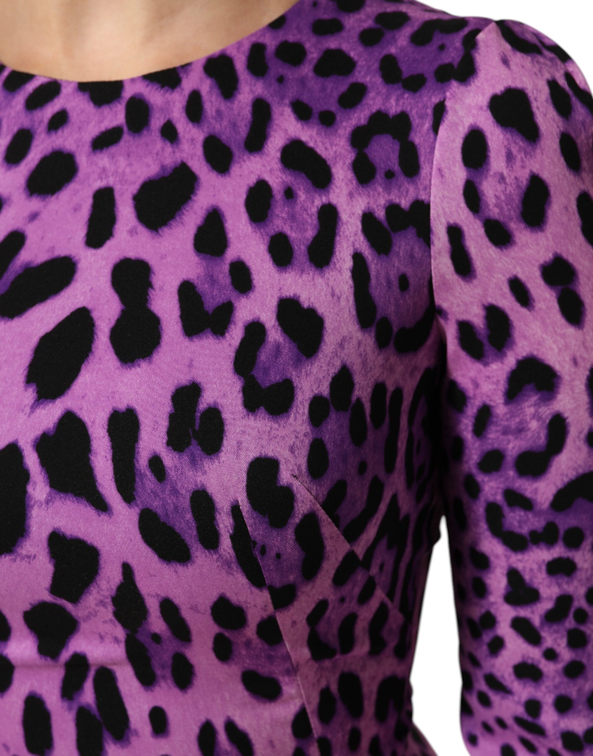 Dolce & Gabbana Violet Leopard Sheath Bodycon Mini Dress