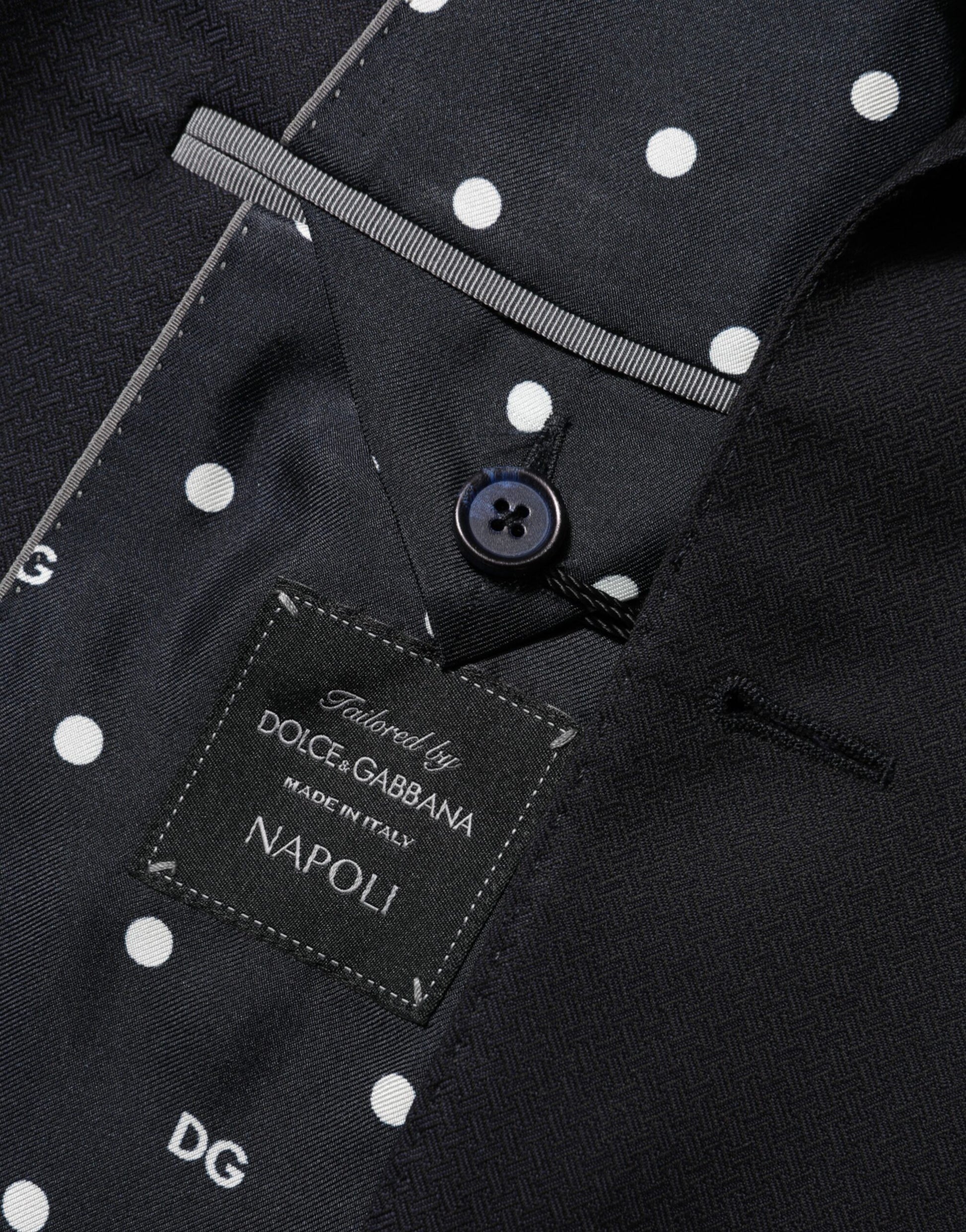 Dolce & Gabbana Black Wool NAPOLI 2 Button Men Suit Blazer