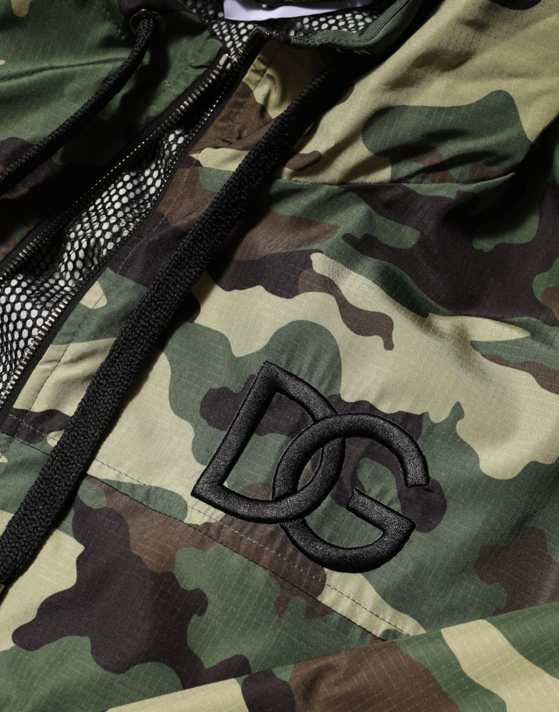 Dolce & Gabbana Green Camouflage Hooded Sweatshirt Jacket