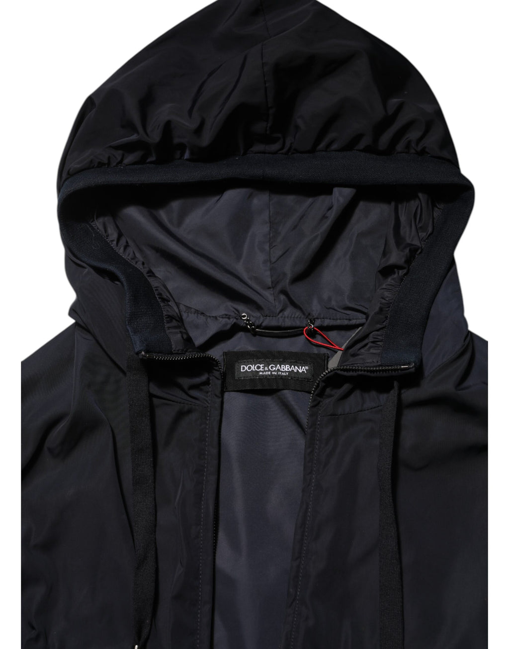 Dolce & Gabbana Blue Logo Tape Hooded Full Zip Bomber Jacket