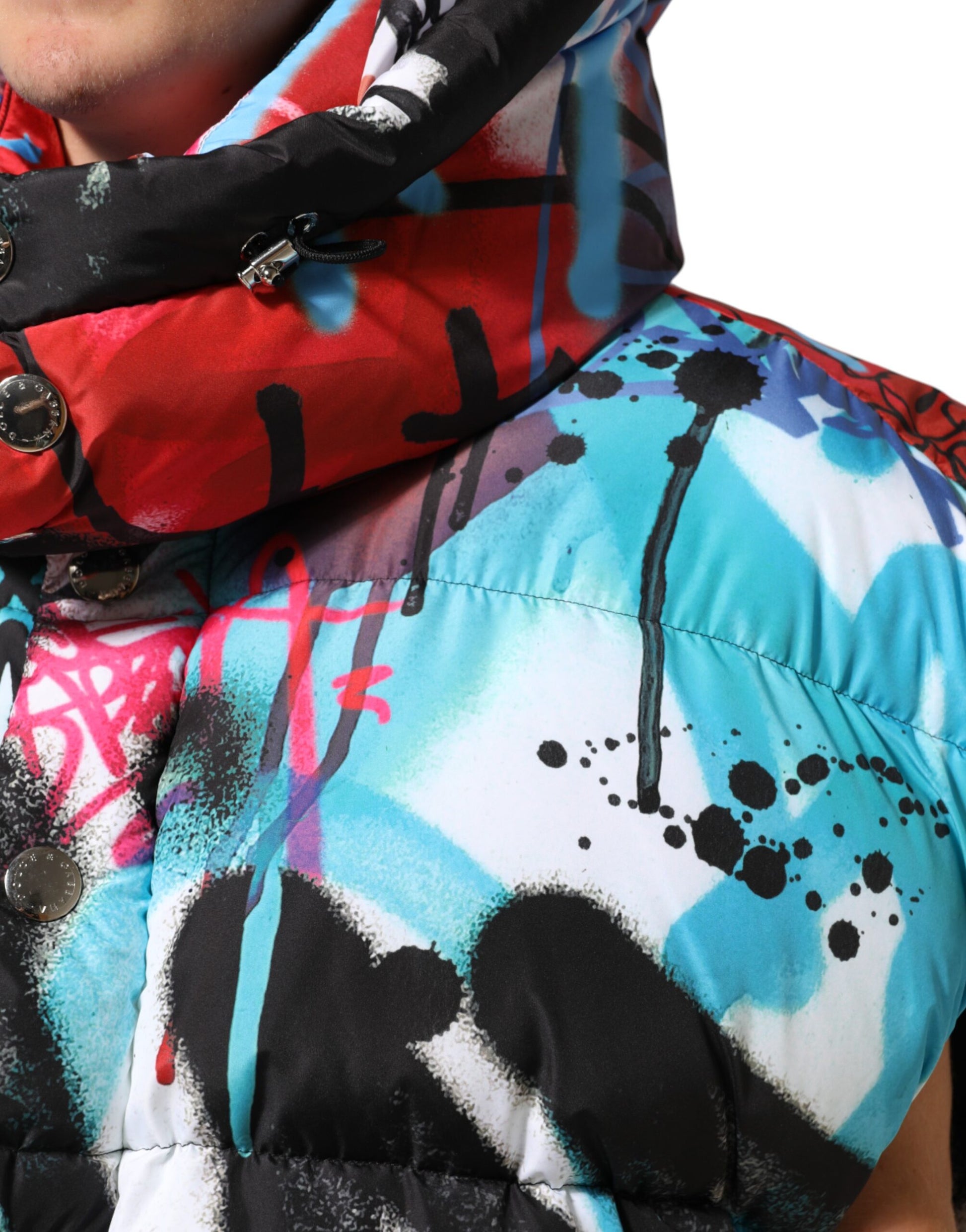 Dolce & Gabbana Multicolor Graffiti Hooded Sportswear Vest Jacket