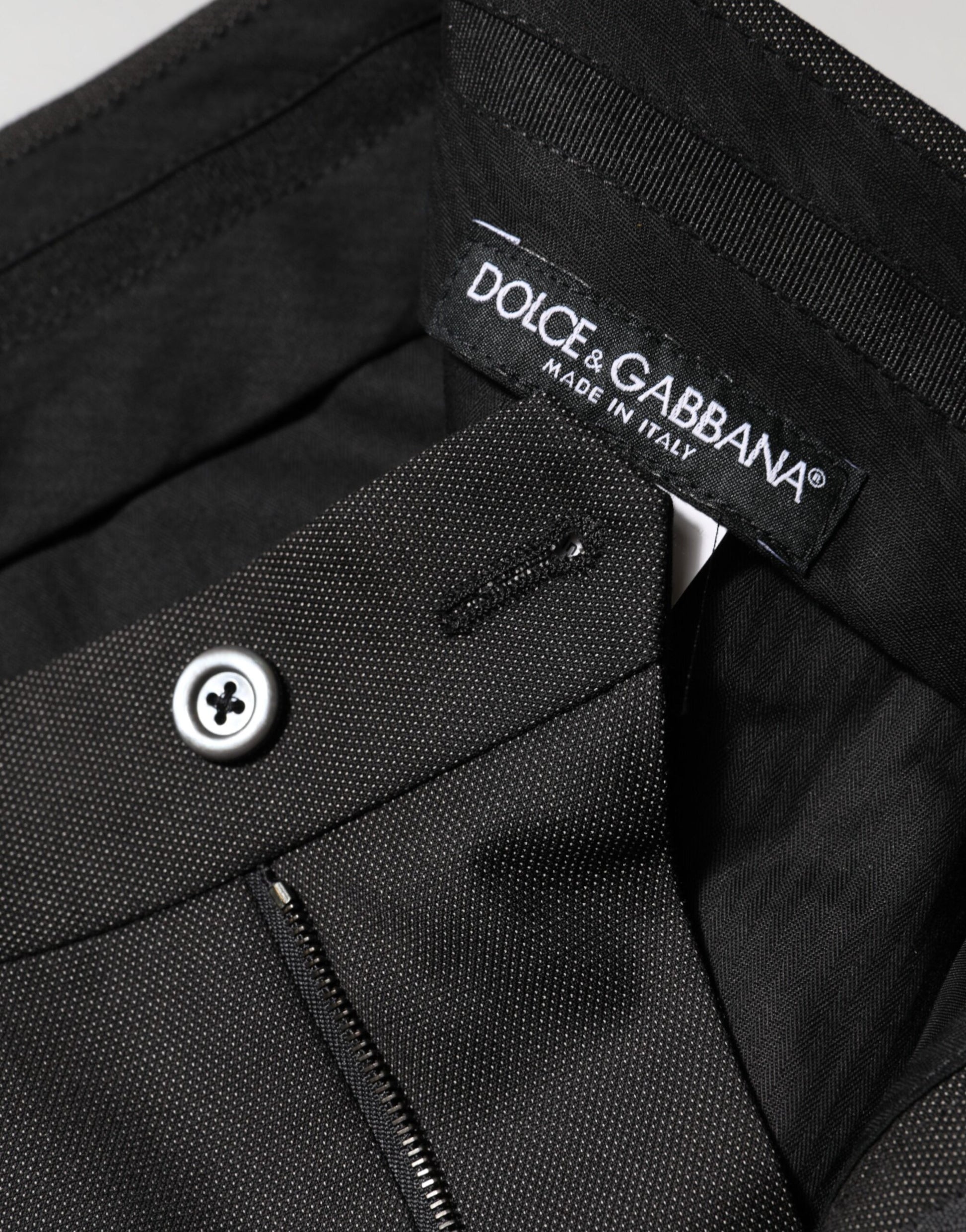 Dolce & Gabbana Black Polyester Mid Waist Dress Trouser Pants