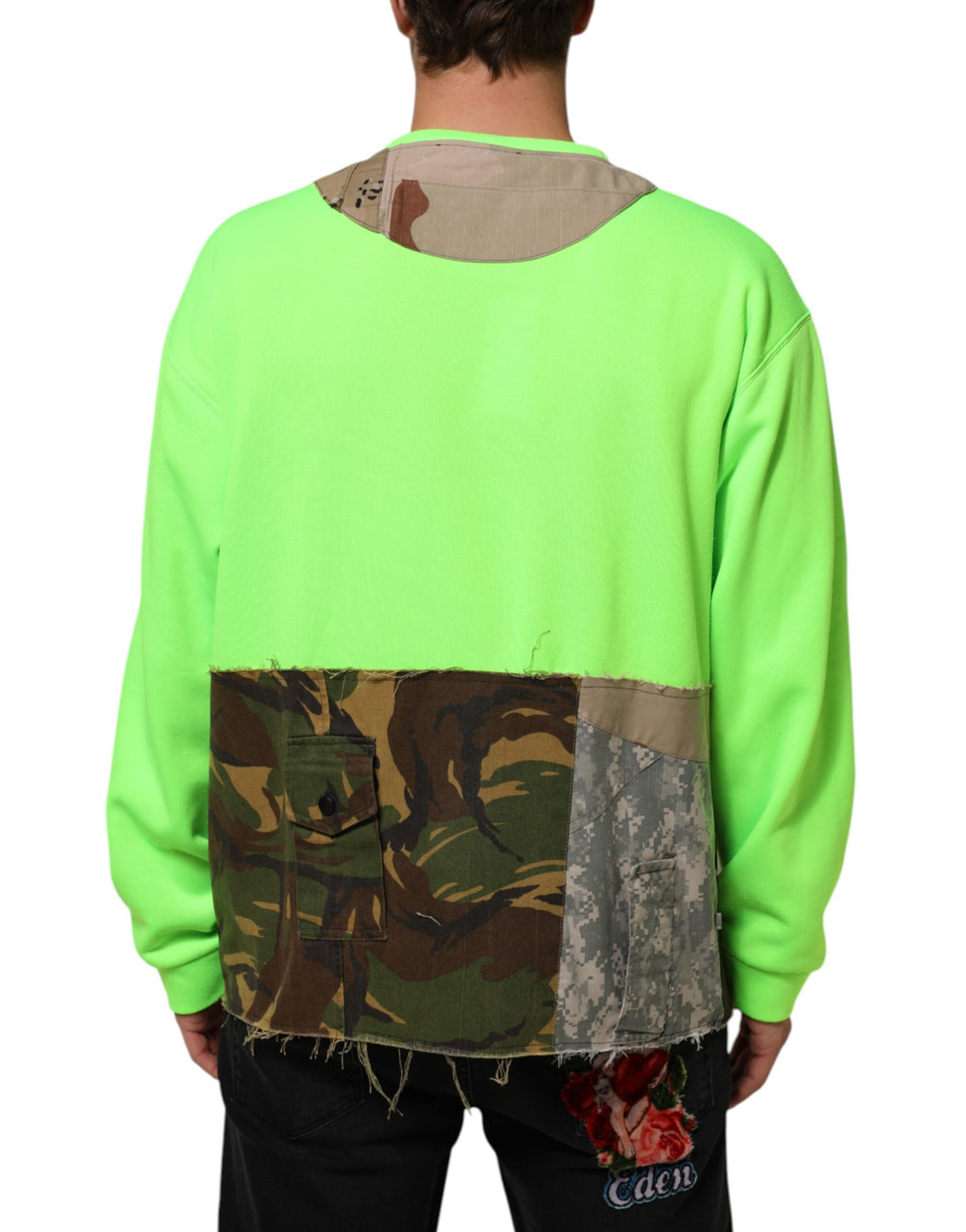 Dolce & Gabbana Green Patchwork Men Sweatshirt Sweater