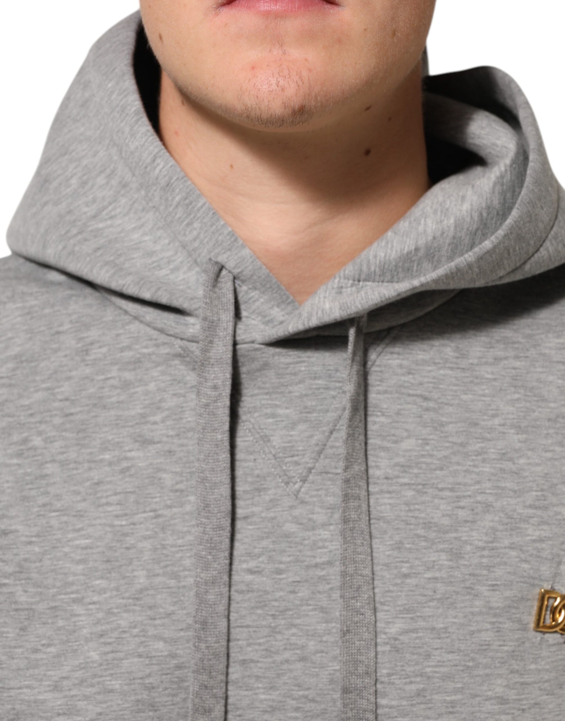 Dolce & Gabbana Gray Logo Cotton Hooded Sweatshirt Sweater