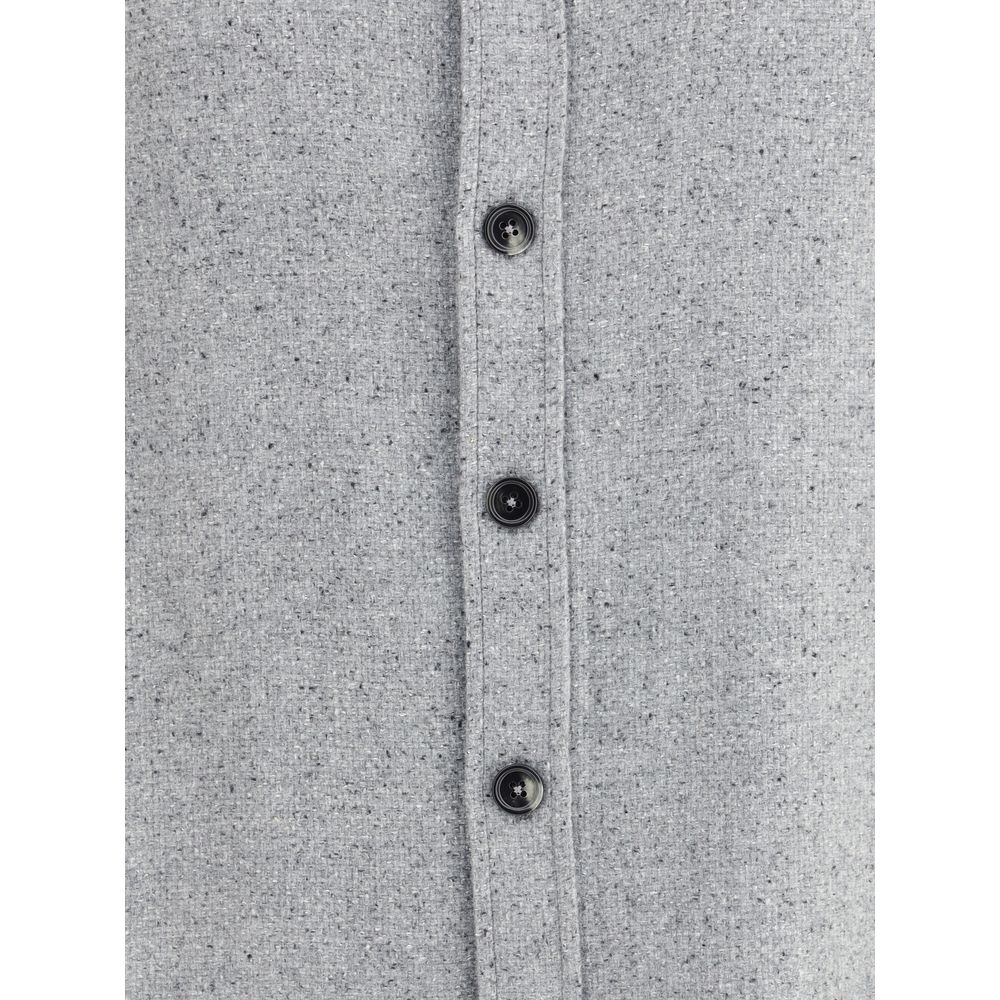 ZEGNA Gray Cashmere Dress Shirt