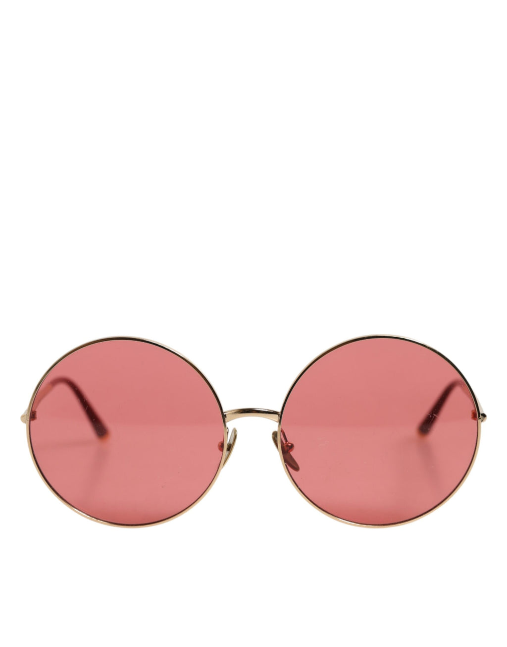 Dolce & Gabbana Pink Gold Metal Round Shades Eyewear Sunglasses