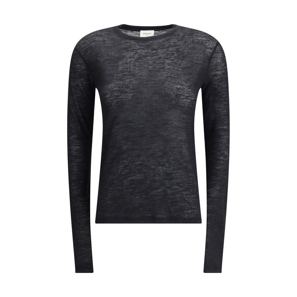 Saint Laurent Black Cashmere Long Sleeve T-Shirt
