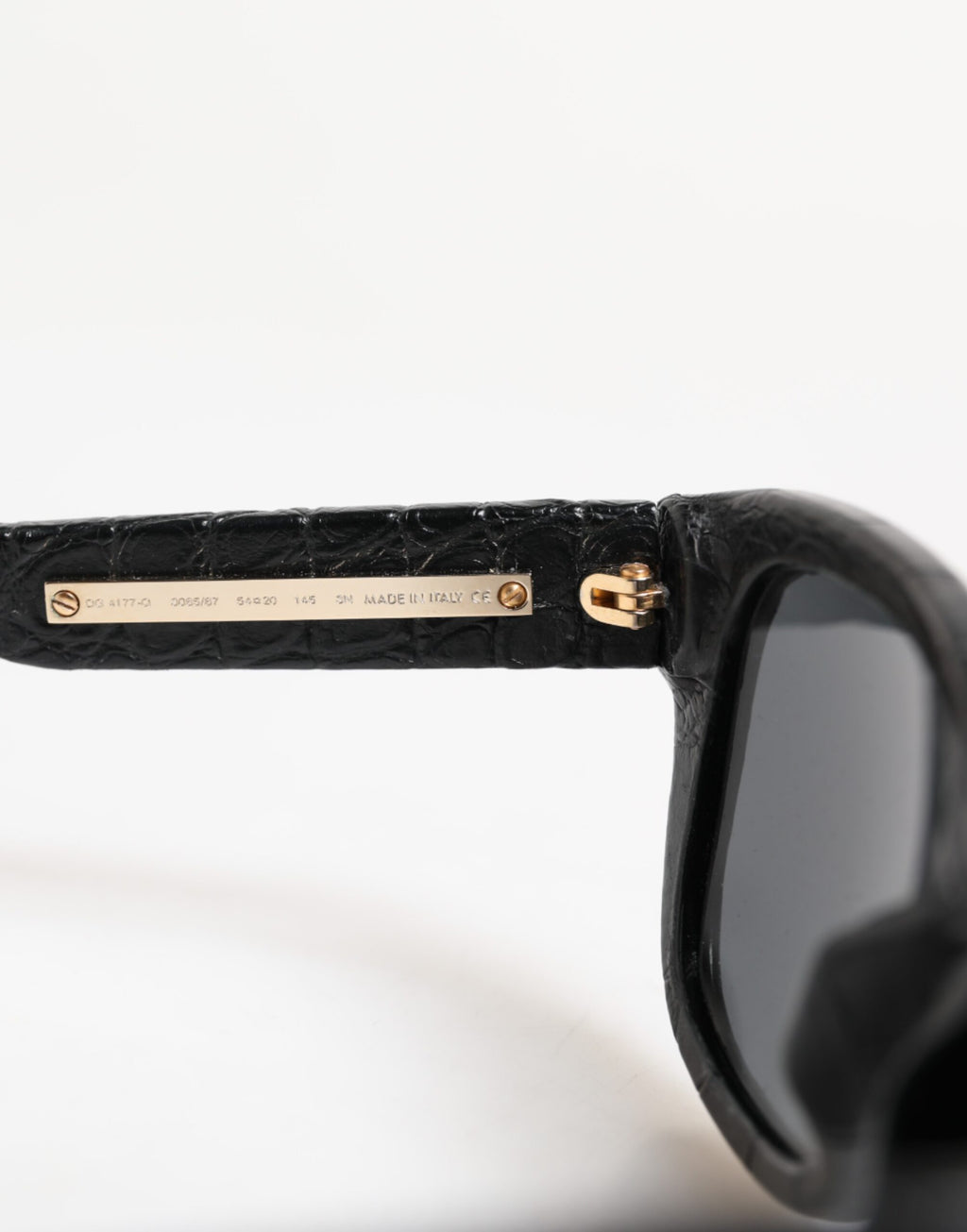 Dolce & Gabbana DG4177 Black Leather Frame Tinted Lens Sunglasses