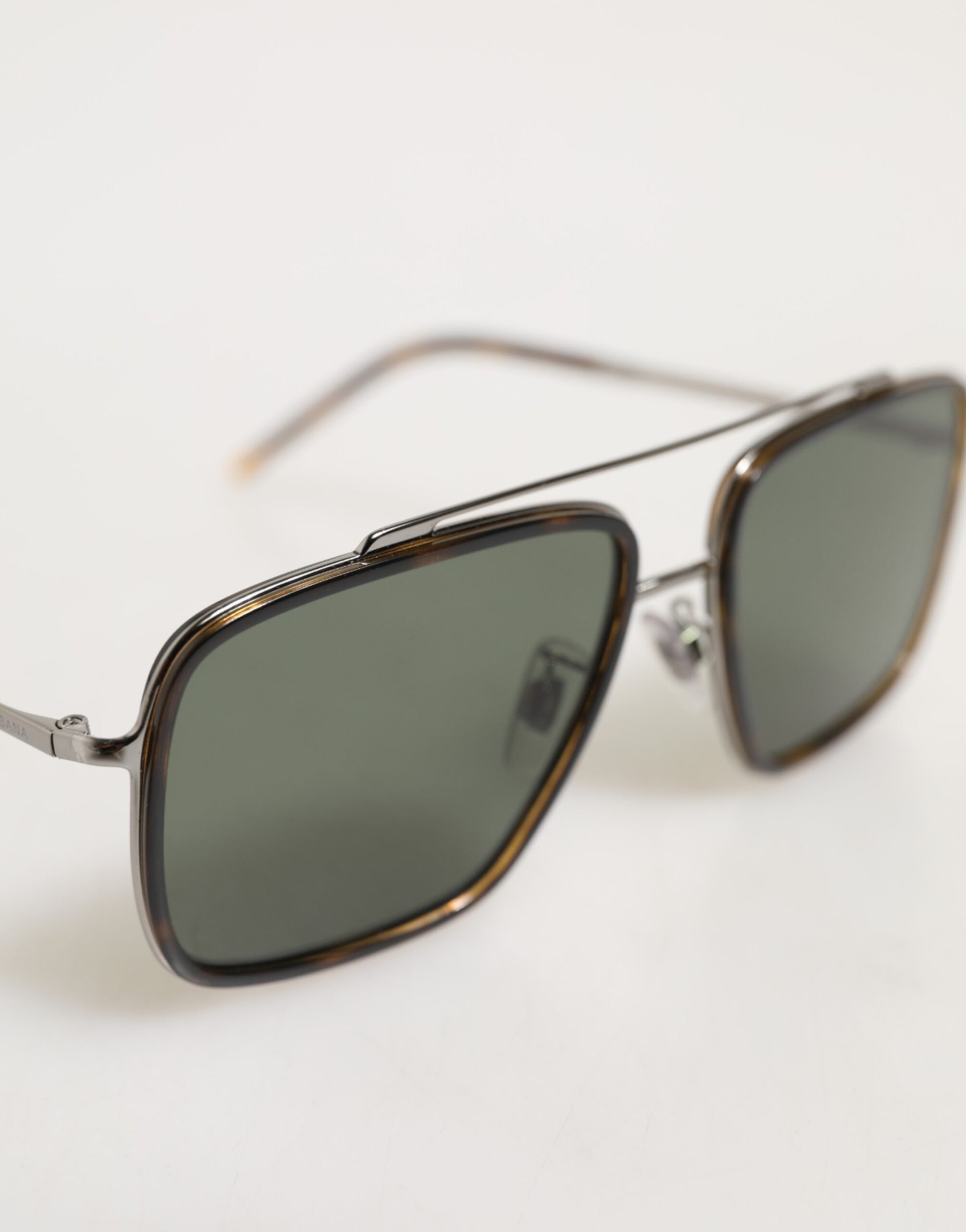 Dolce & Gabbana Silver Metal Frame Polarized Navigator Sunglasses