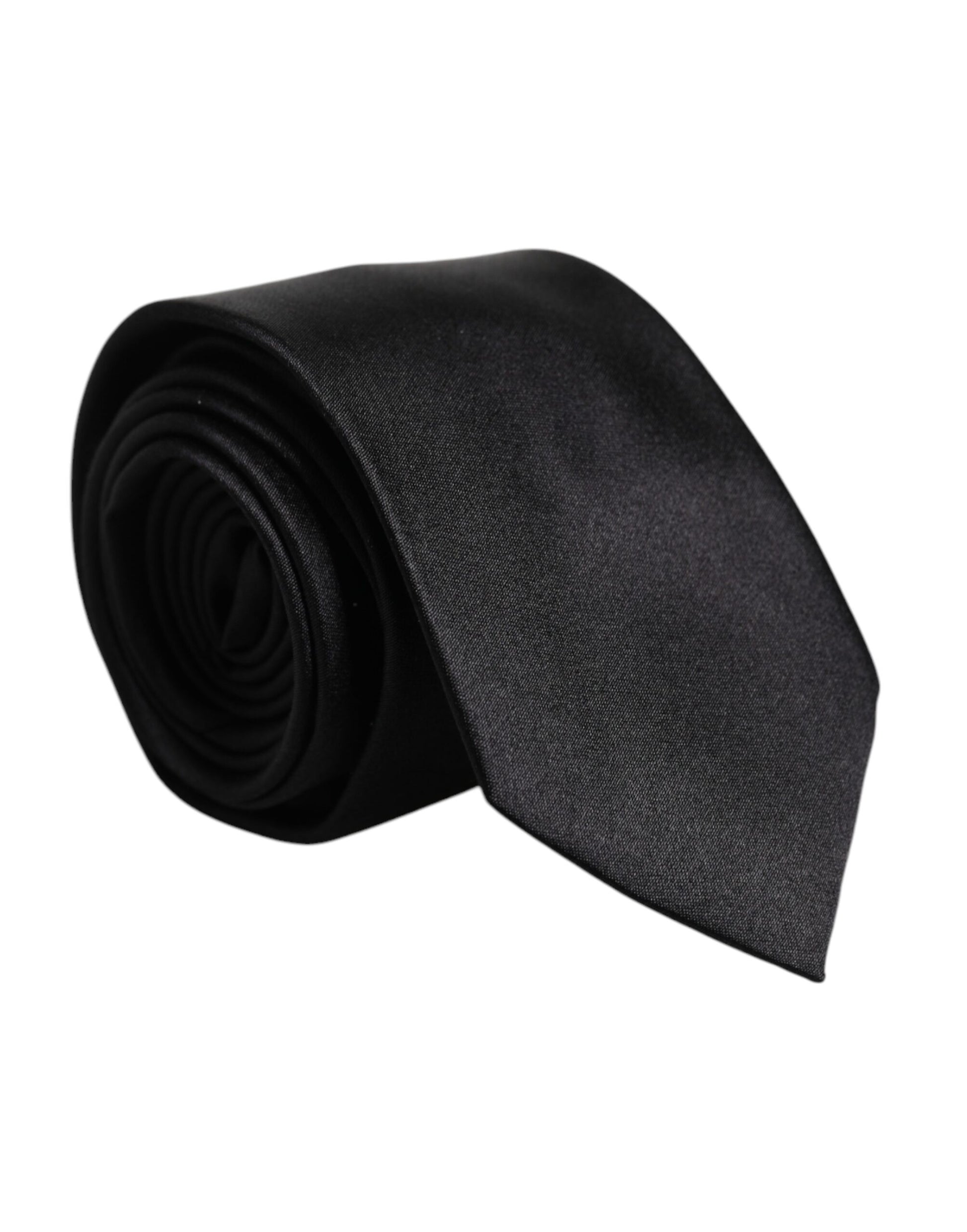 Dolce & Gabbana Men Black Solid Silk Adjustable Necktie Accessory Tie