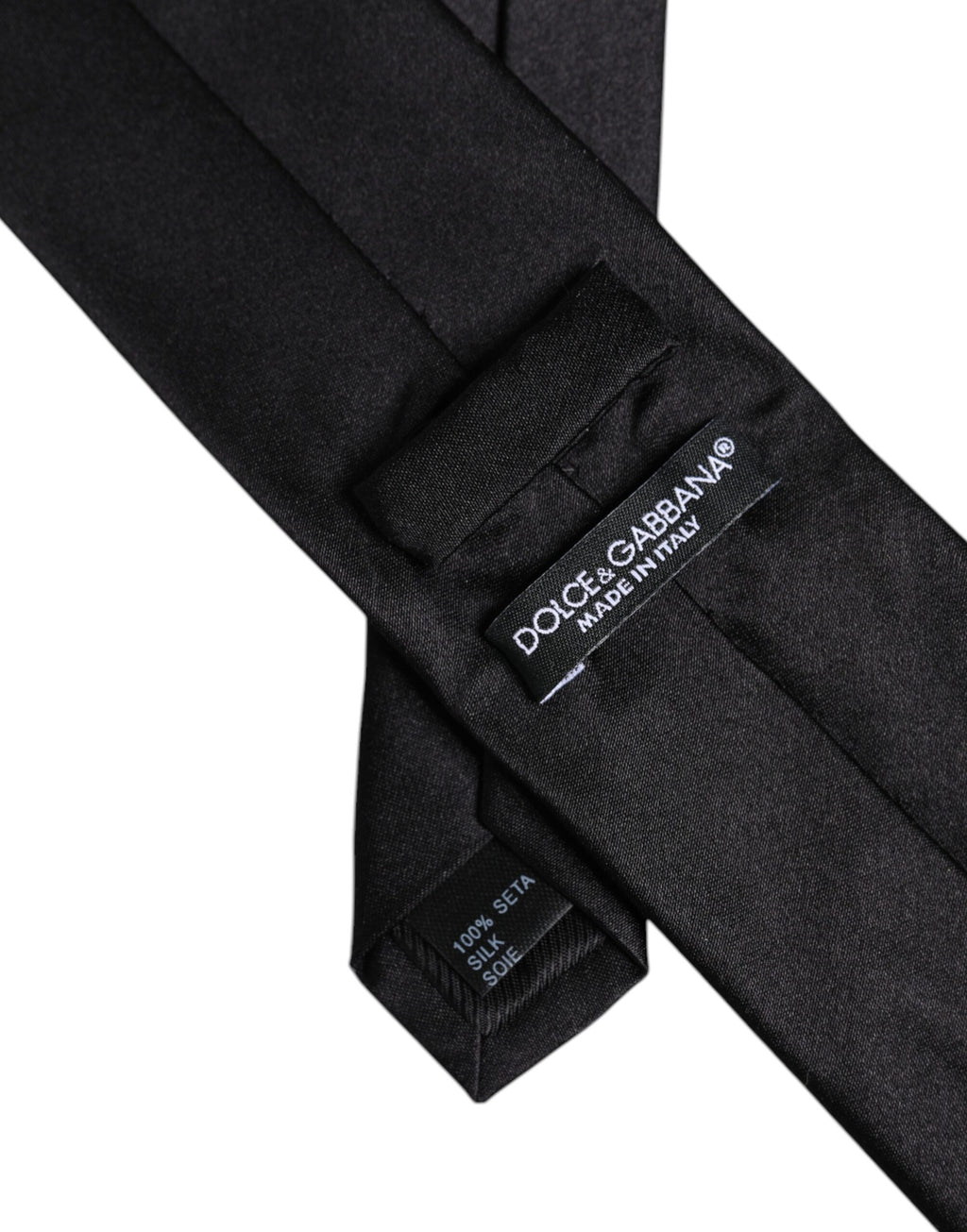 Dolce & Gabbana Men Black Solid Silk Adjustable Necktie Accessory Tie