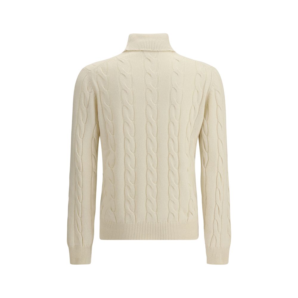 Aragona Cashmere White Cashmere Turtleneck