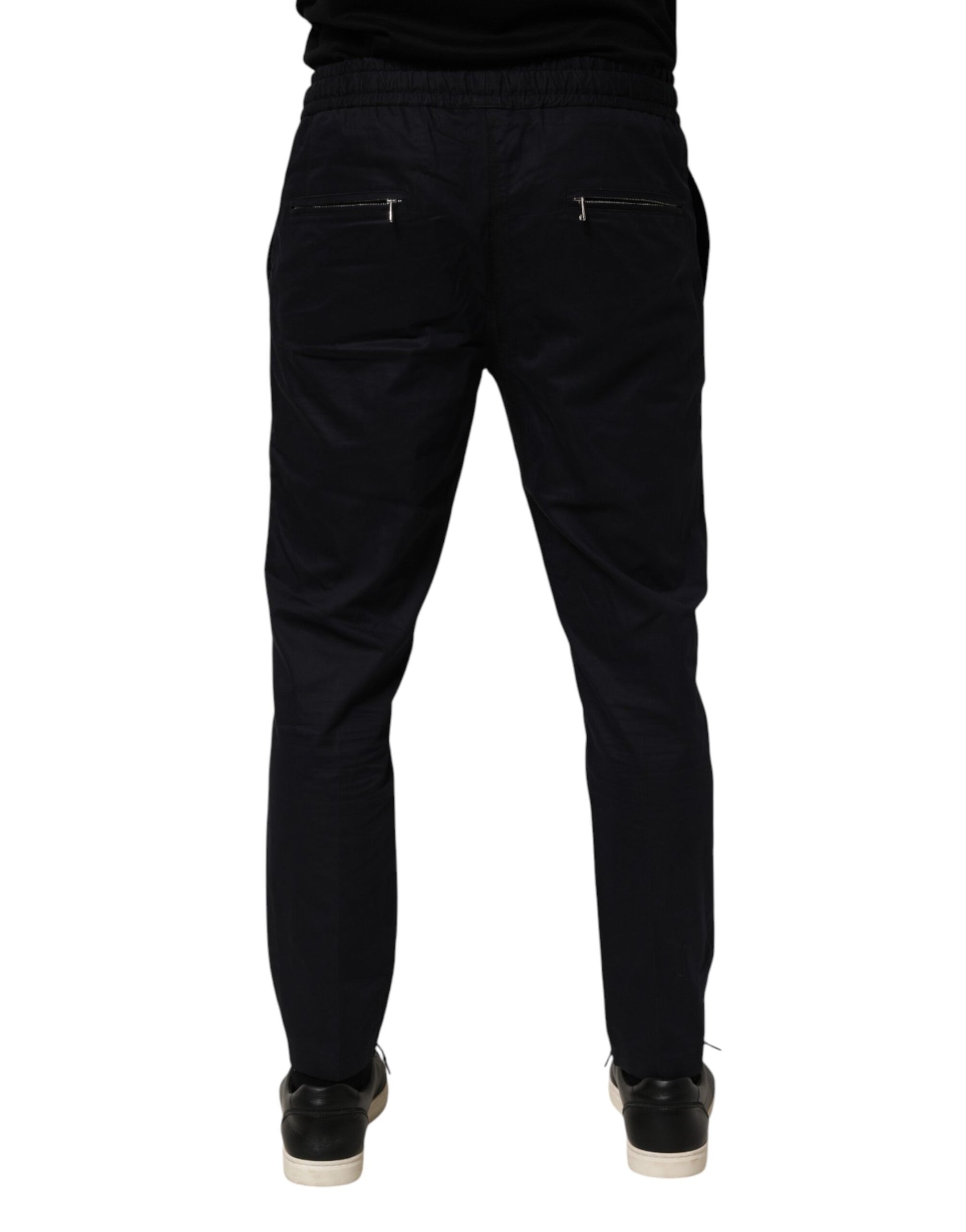 Dolce & Gabbana Black Mid Waist Drawstring Men Jogger Pants