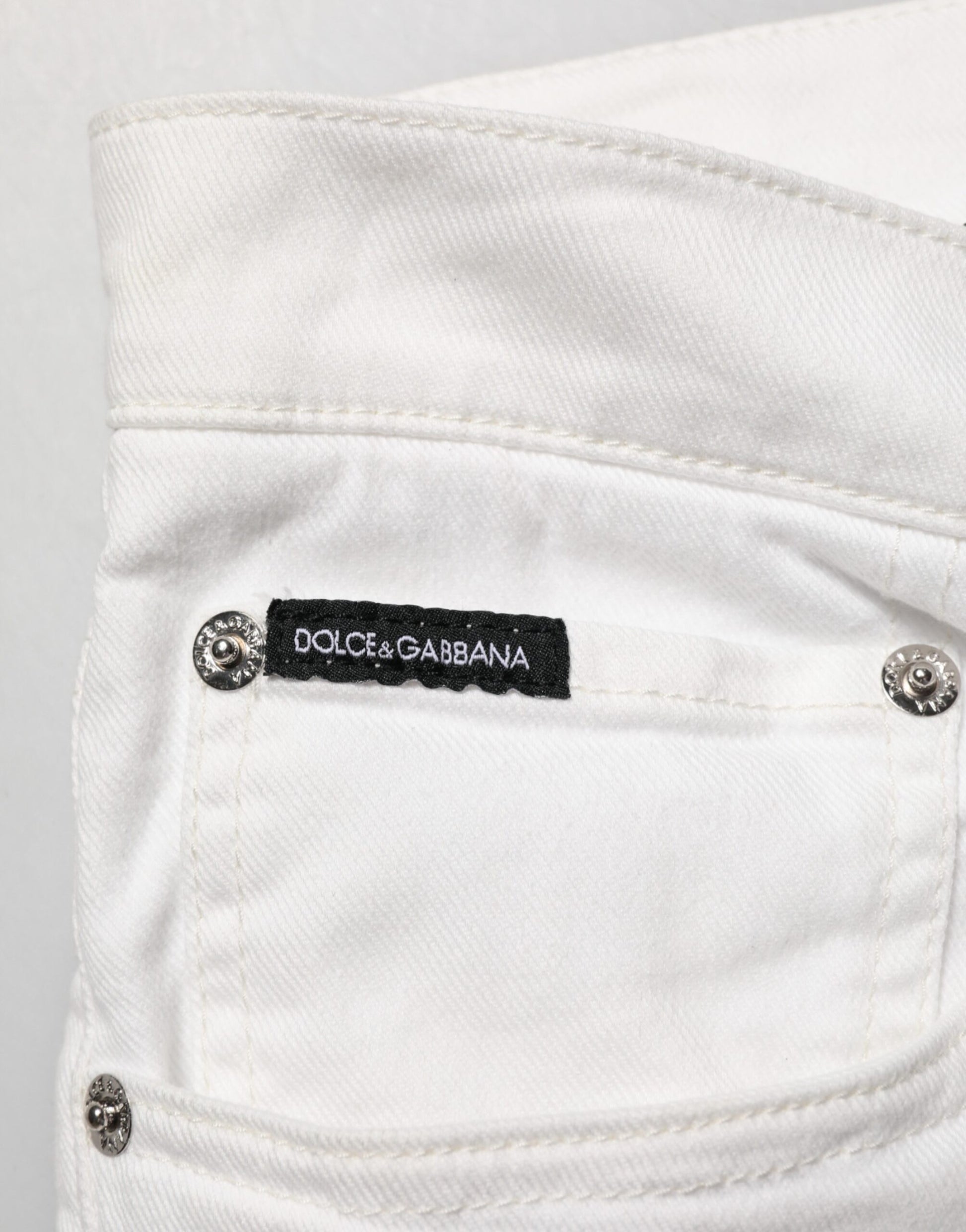 Dolce & Gabbana White Graffiti Print Skinny GOLD Denim Jeans