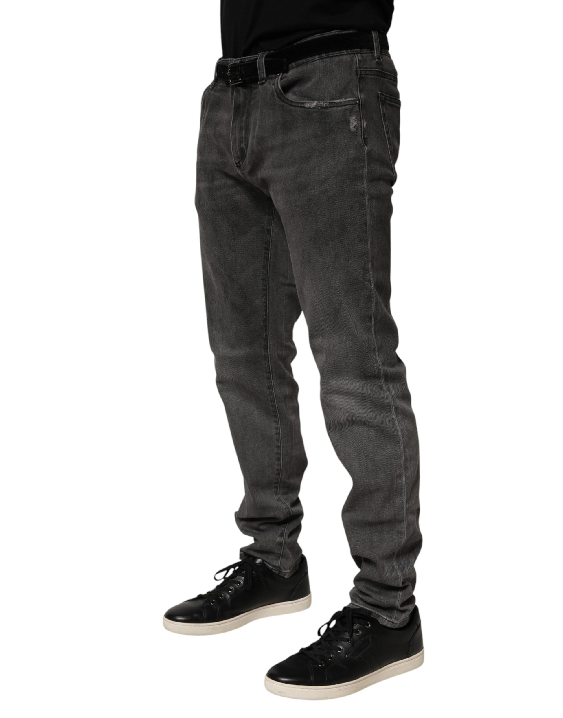 Dolce & Gabbana Dark Gray Cotton Skinny Men Denim Jeans
