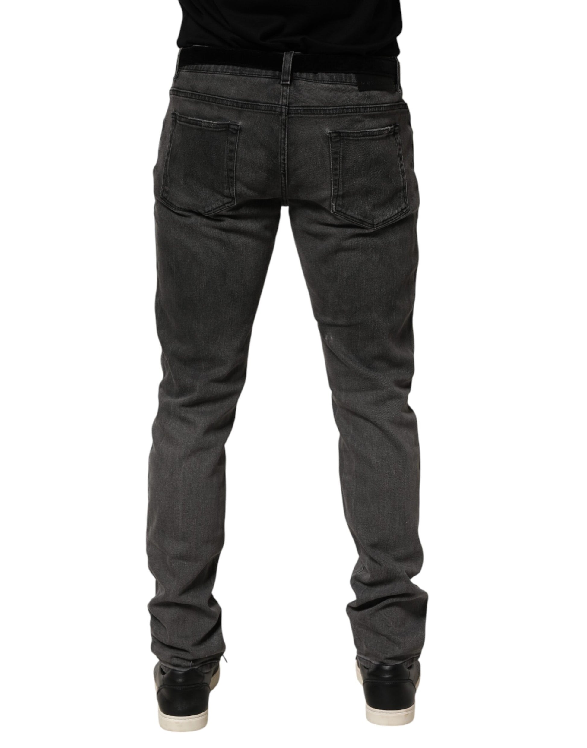 Dolce & Gabbana Dark Gray Cotton Skinny Men Denim Jeans