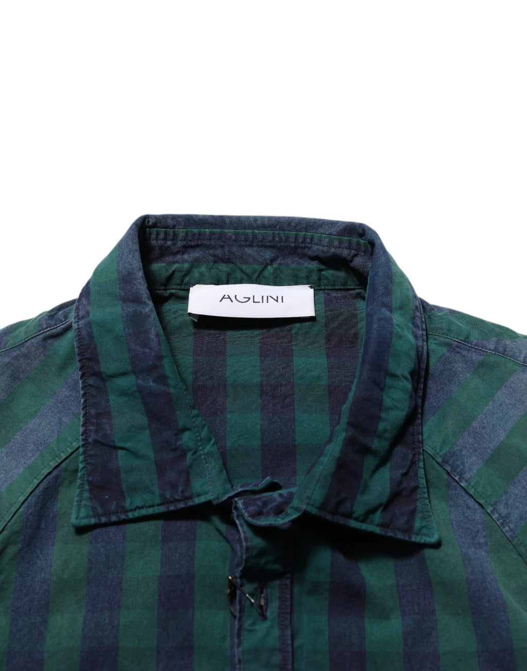 AGLINI Green Checkered Cotton Button Down Long Sleeves Shirt