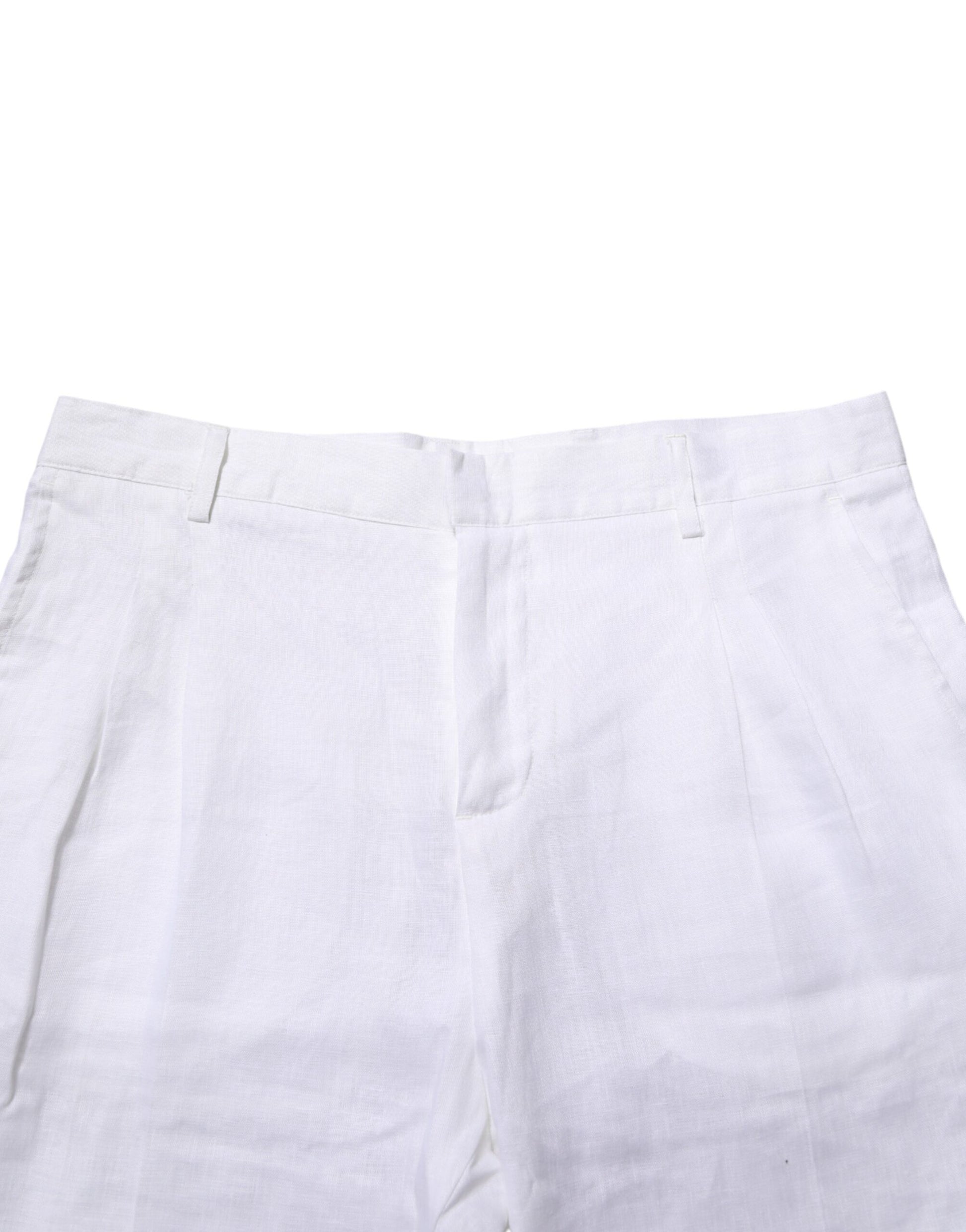 Daniele Alessandrini White Linen Formal Dress Trouser Pants