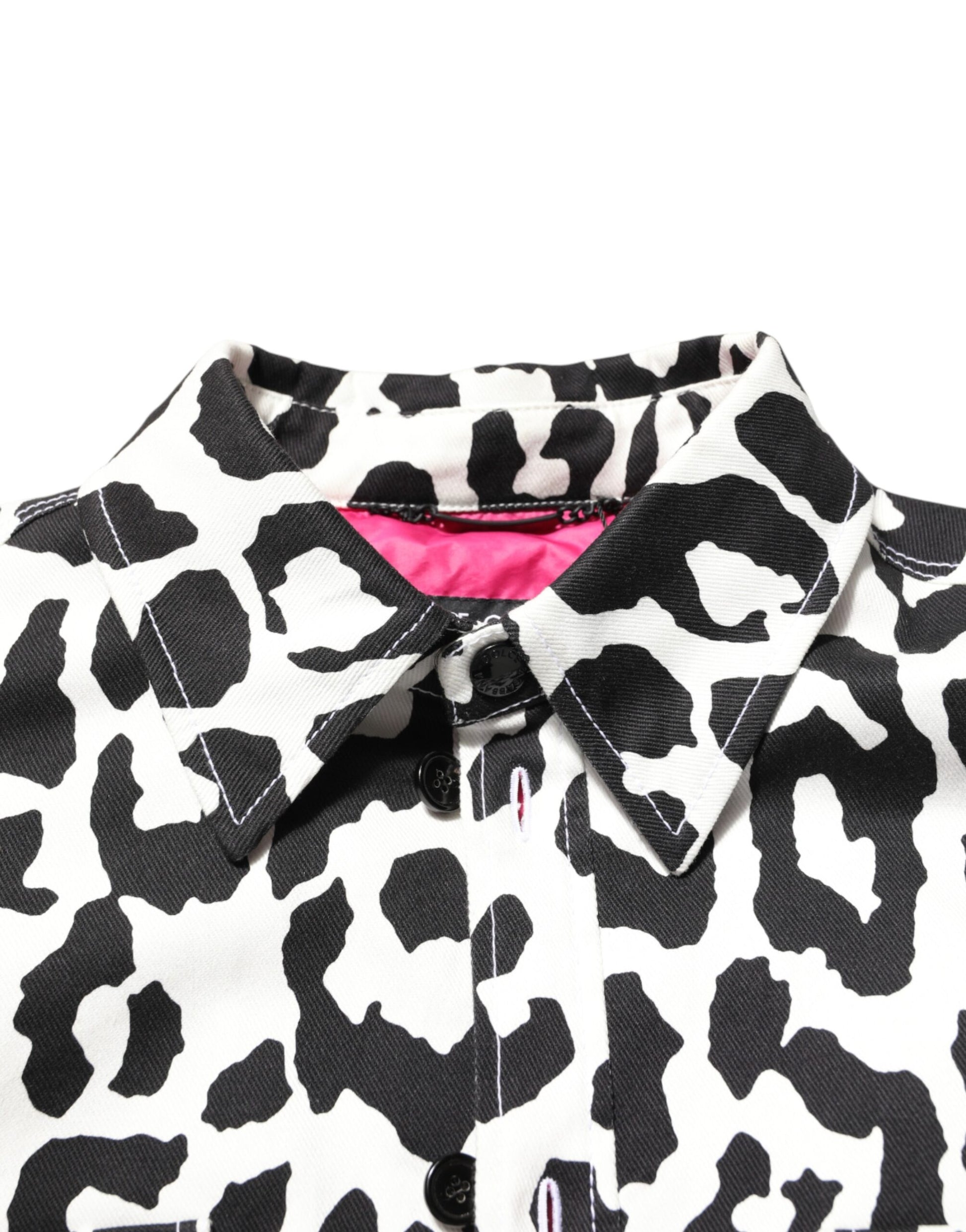 Dolce & Gabbana Black White Leopard Denim Blouson Sweater