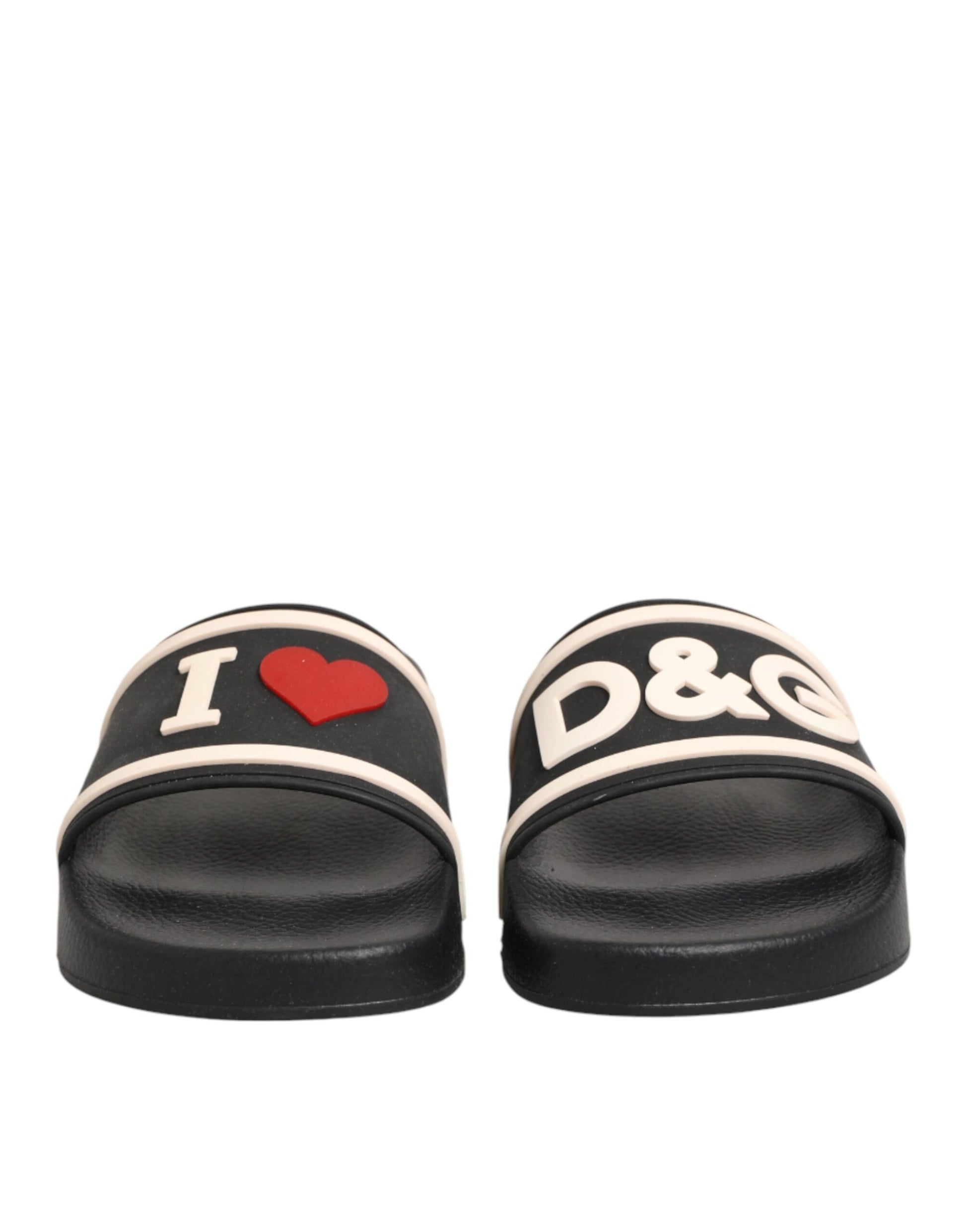 Dolce & Gabbana Black Rubber Slides Sandals Beachwear Shoes