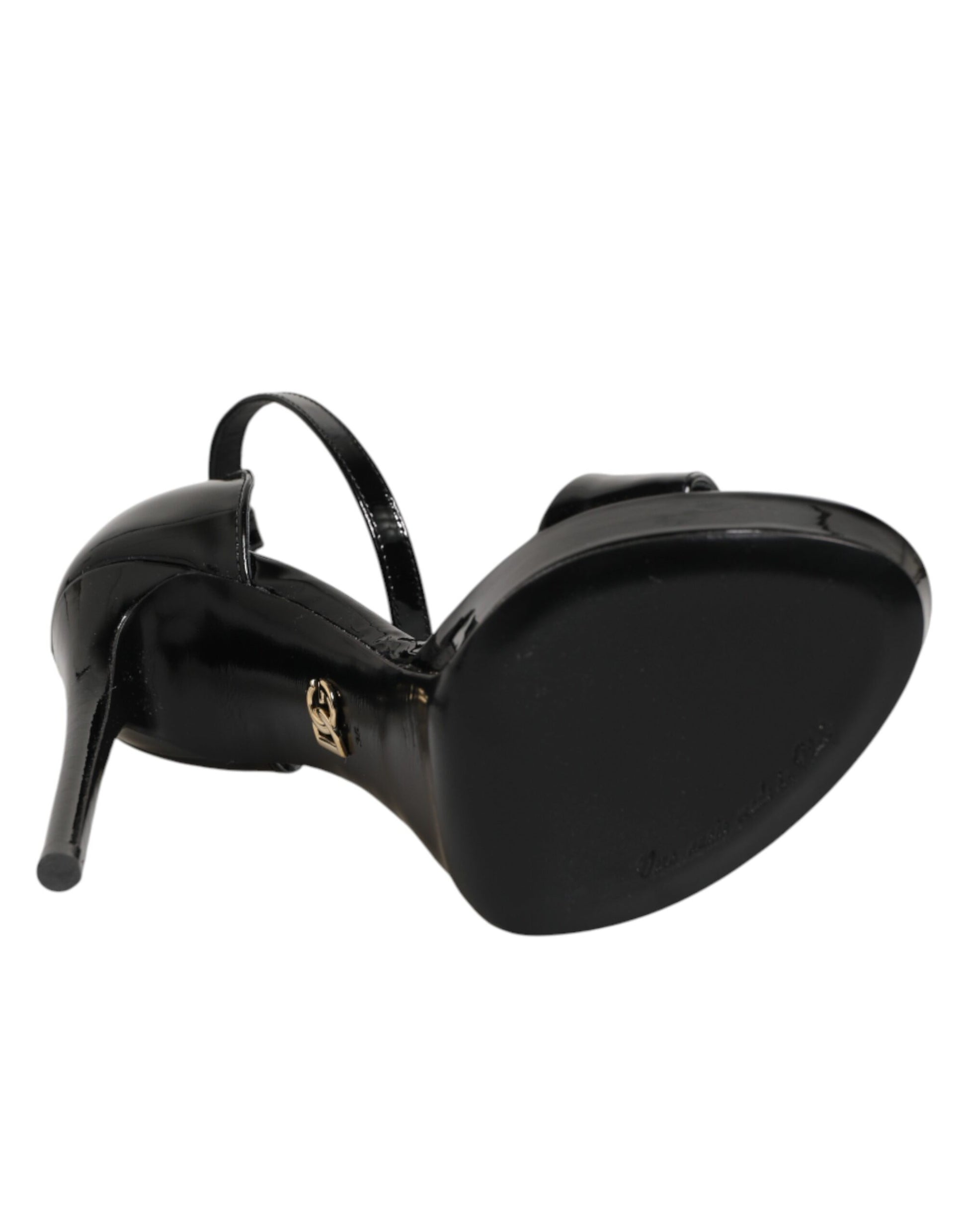 Dolce & Gabbana Black Leather Platform Keira Sandals Shoes