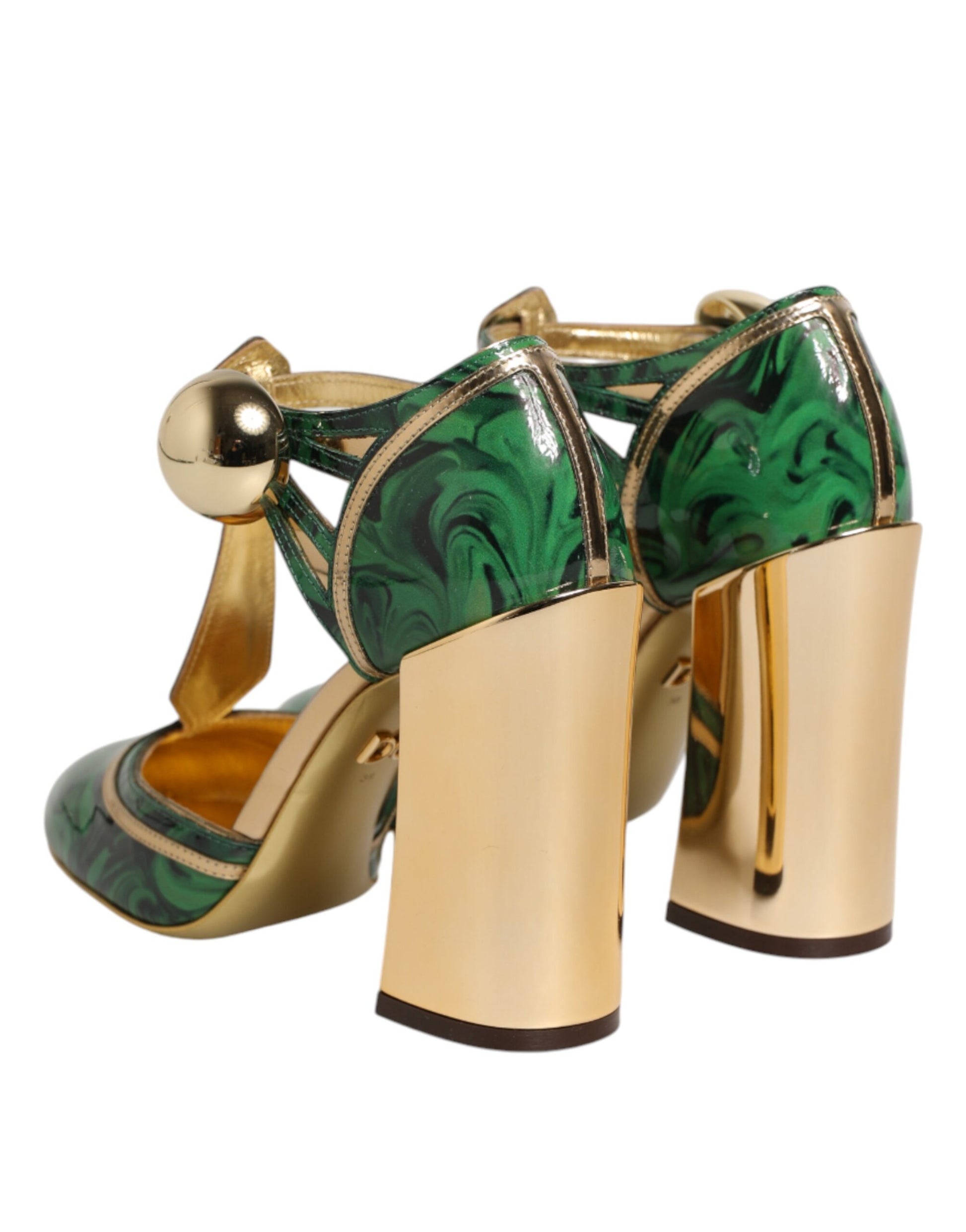 Dolce & Gabbana Green Patent Leather Vally Heels Pumps Shoes