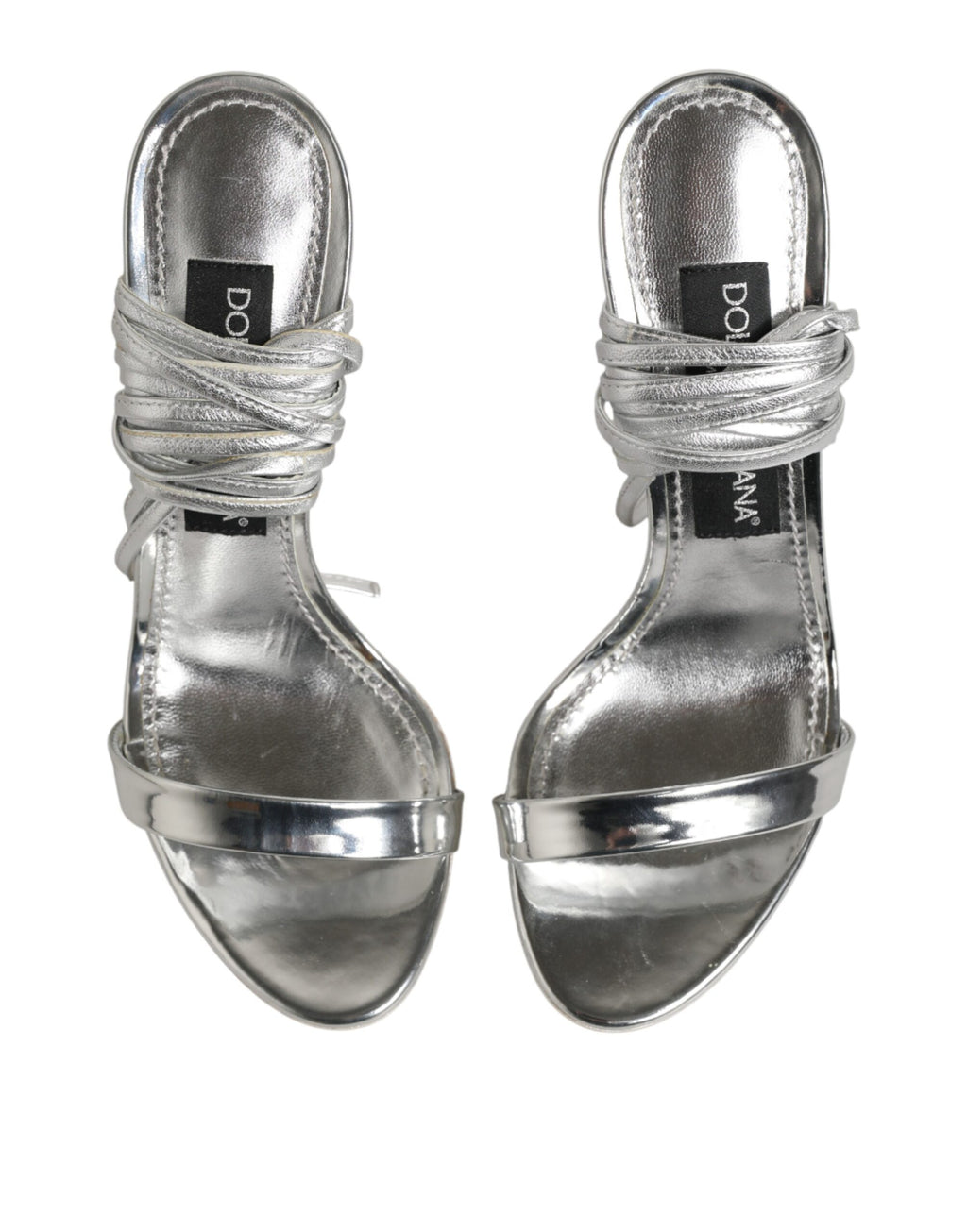 Dolce & Gabbana Silver Strappy High Heels Sandals Shoes