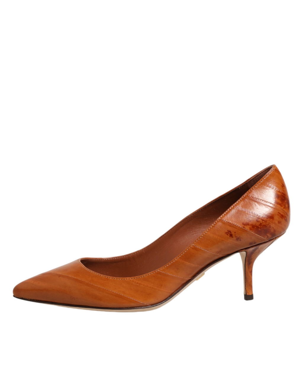 Dolce & Gabbana Brown Leather Kitten Heels Pumps Shoes