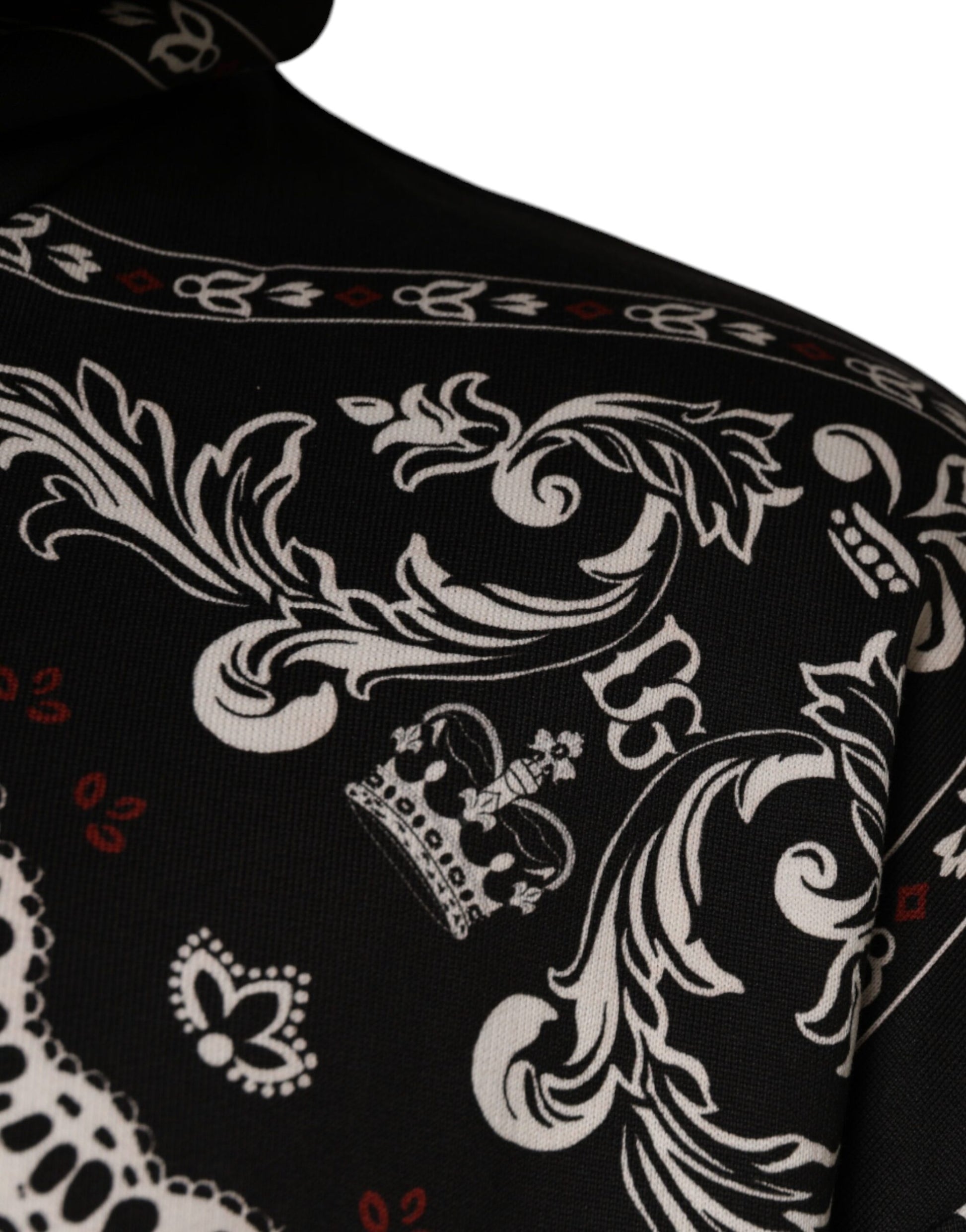 Dolce & Gabbana Black Bandana Print Crown Logo Cotton Hoodie Sweater