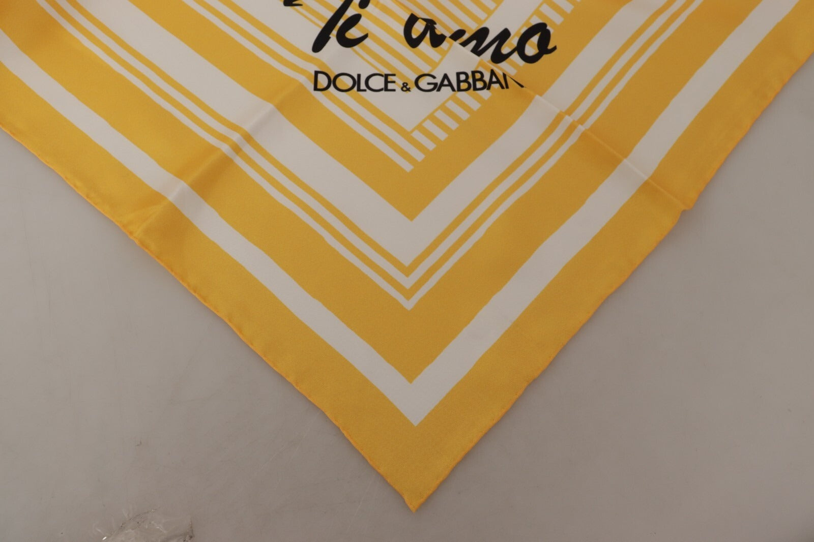 Dolce & Gabbana Yellow White Silk Striped Square Wrap Scarf