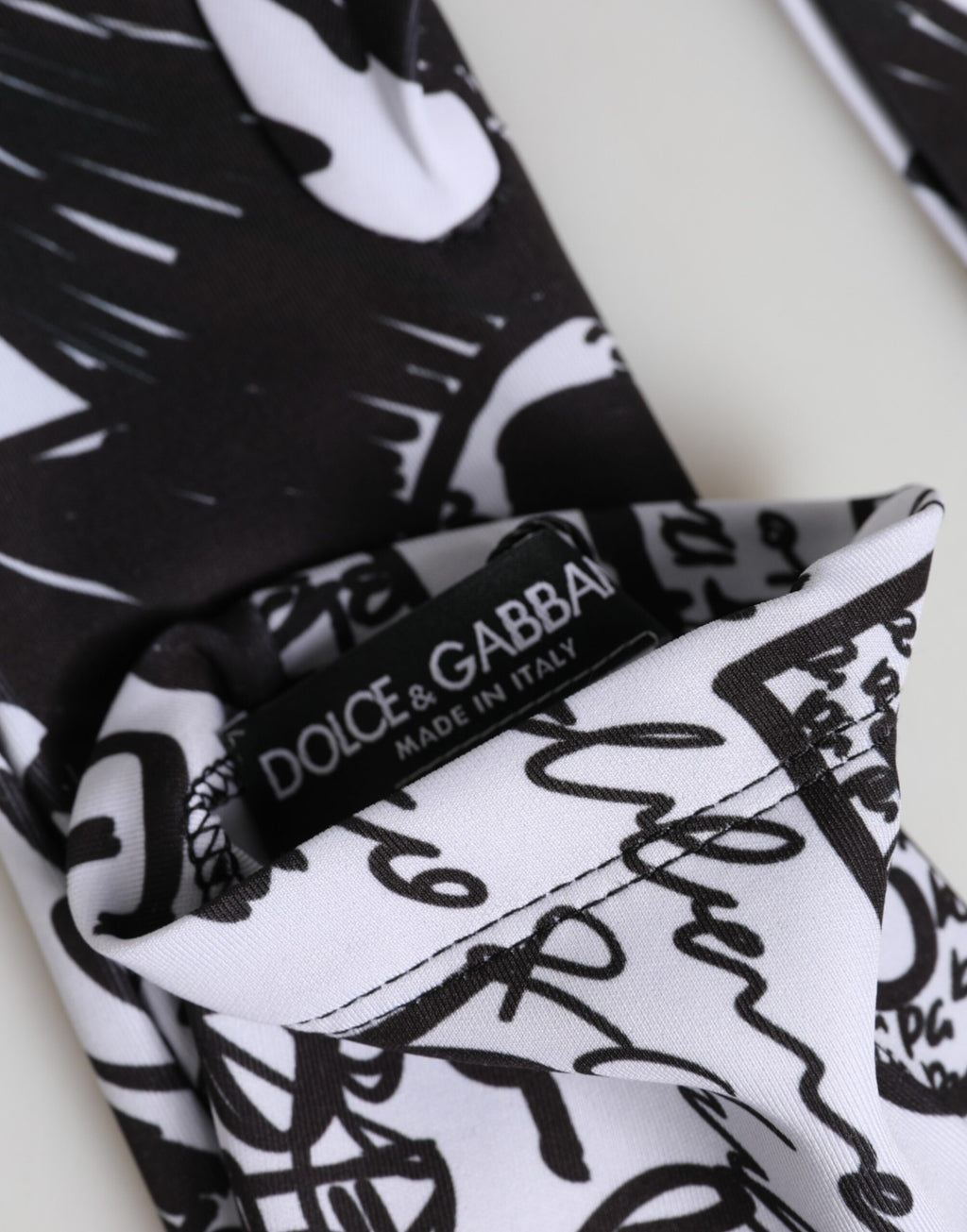 Dolce & Gabbana Gloves Black White DG Logo Elbow Length Mitten