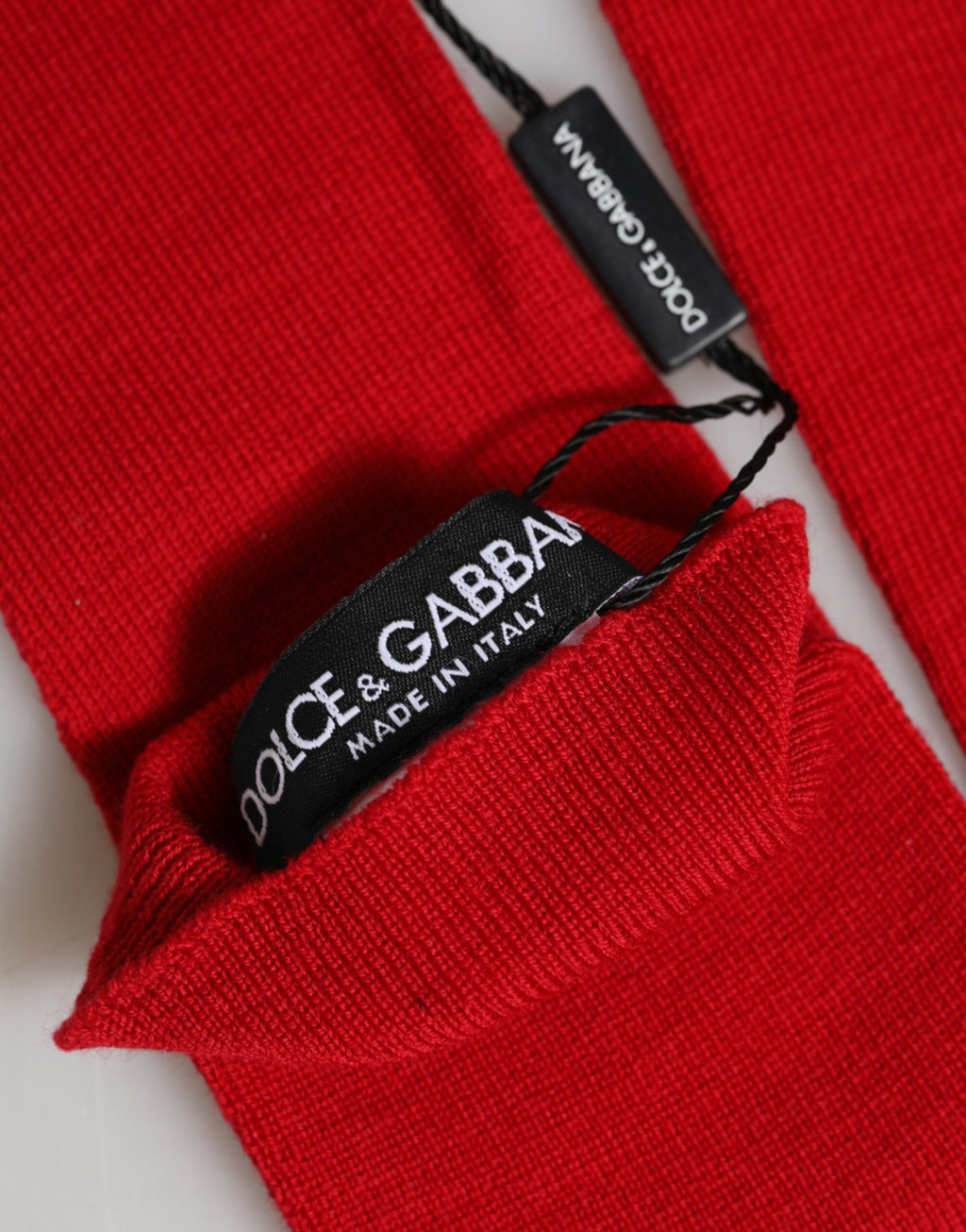 Dolce & Gabbana Red Wool Knitted Fingerless Elbow One Length Gloves
