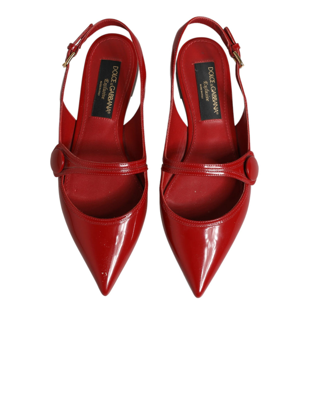 Dolce & Gabbana Red Leather Slingback Flats Sandals Shoes