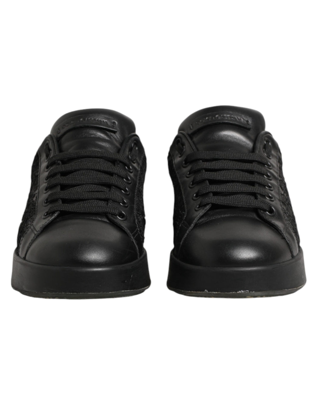 Dolce & Gabbana Black Floral Lace Low Top Sneakers Shoes