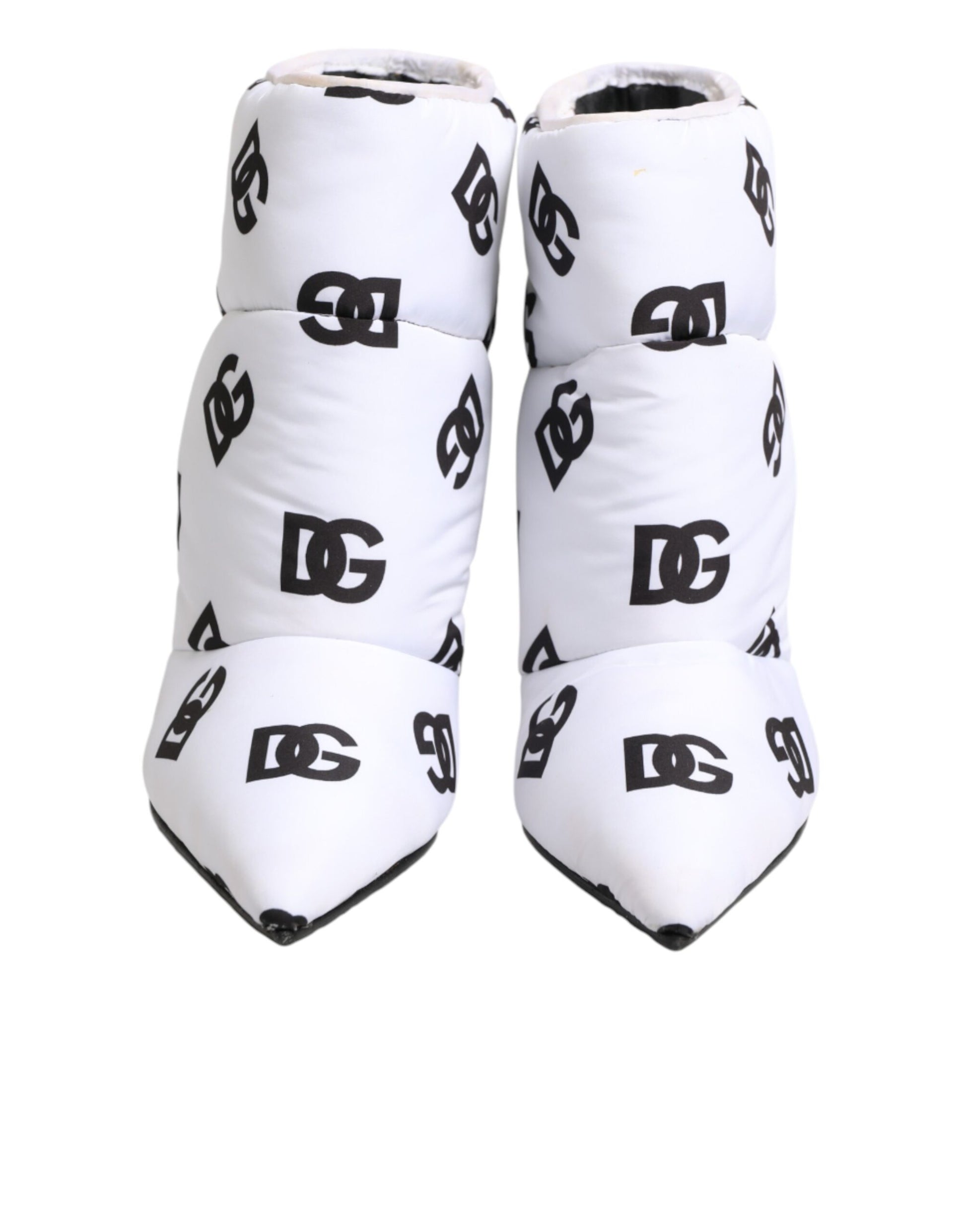 Dolce & Gabbana White DG Logo Heels Short Boots  Shoes