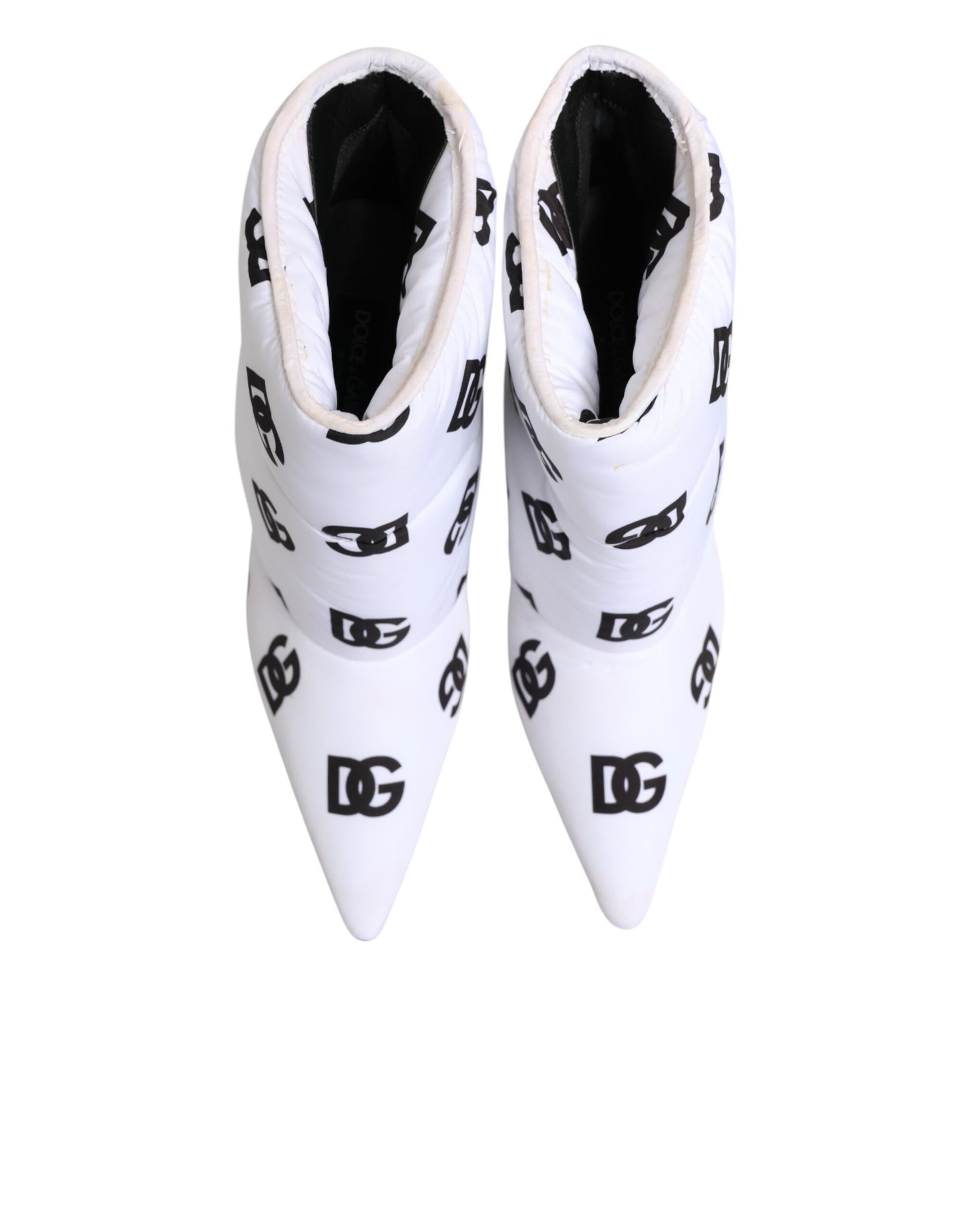 Dolce & Gabbana White DG Logo Heels Short Boots  Shoes