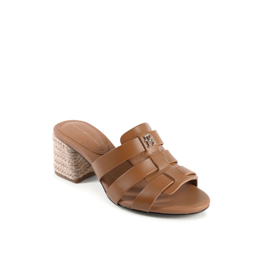 Tommy Hilfiger Brown Leather Platform Sandals