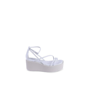 Calvin Klein White Leather Platform Sandals