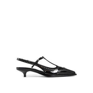 Miu Miu Black Calfskin Mid Heel Pumps